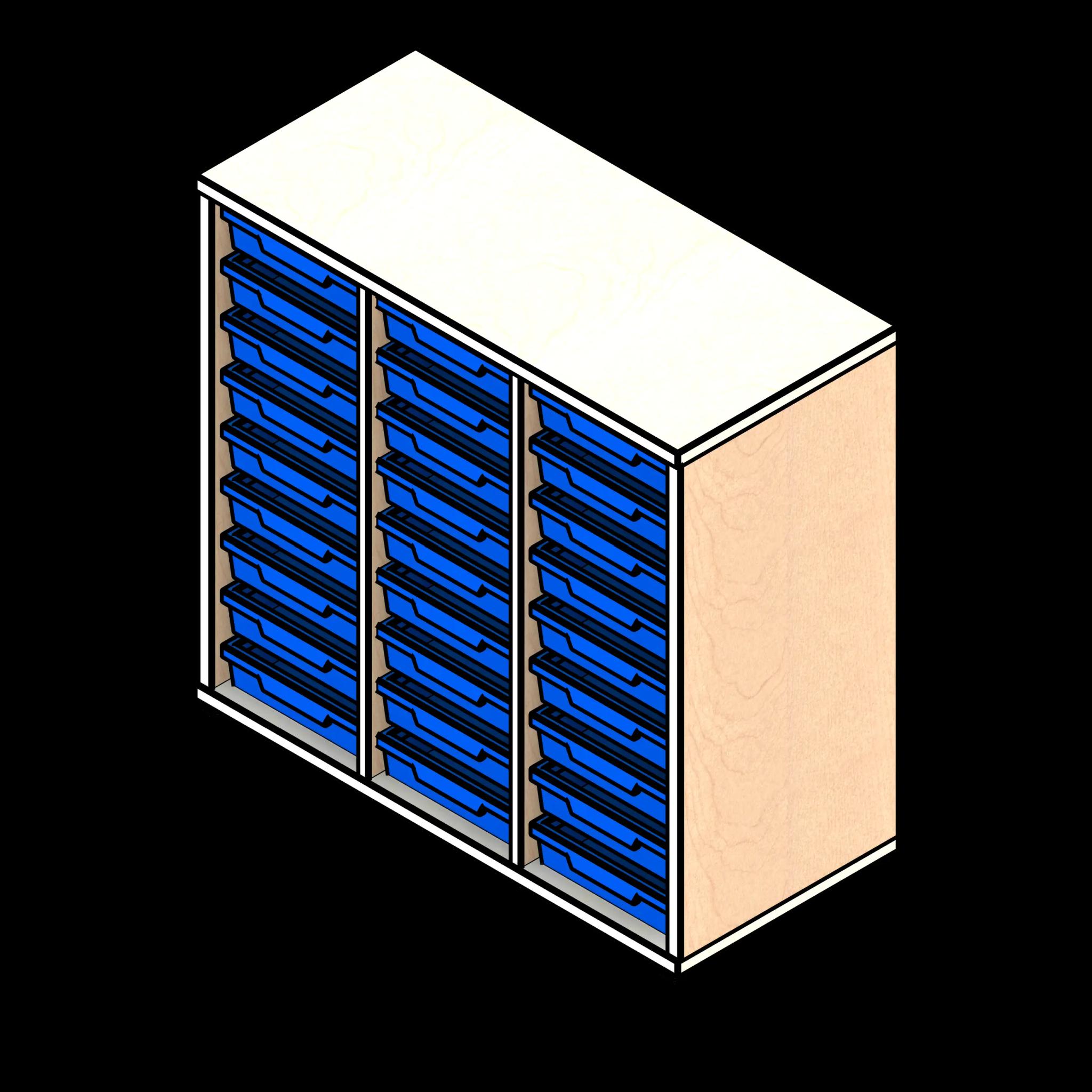 SSG Tray Storage Educational PCS 9 Tray Triple Column Wood Glides