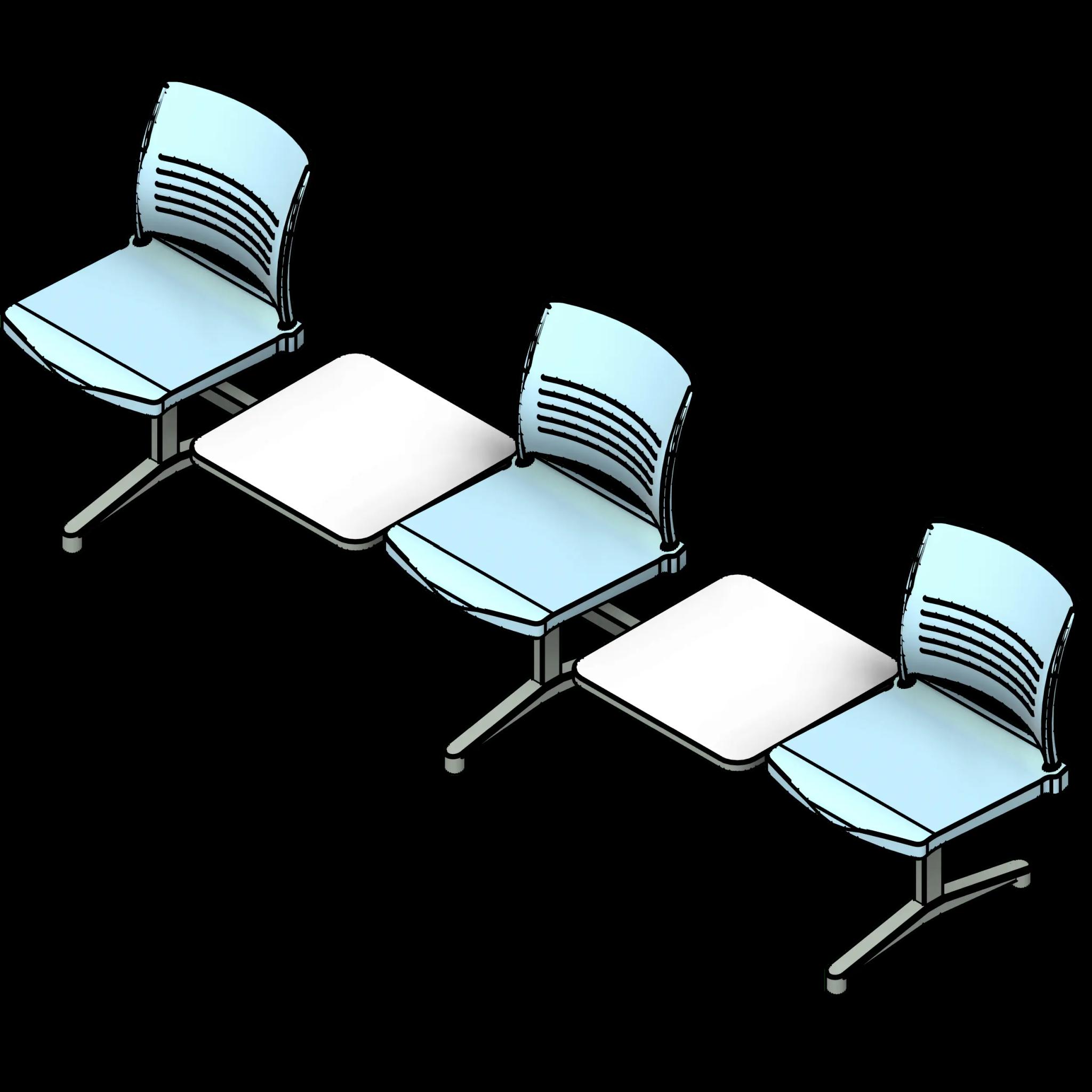 SSG Seat Tandem Armrests PPL 3 Seats 2 Inline Tables