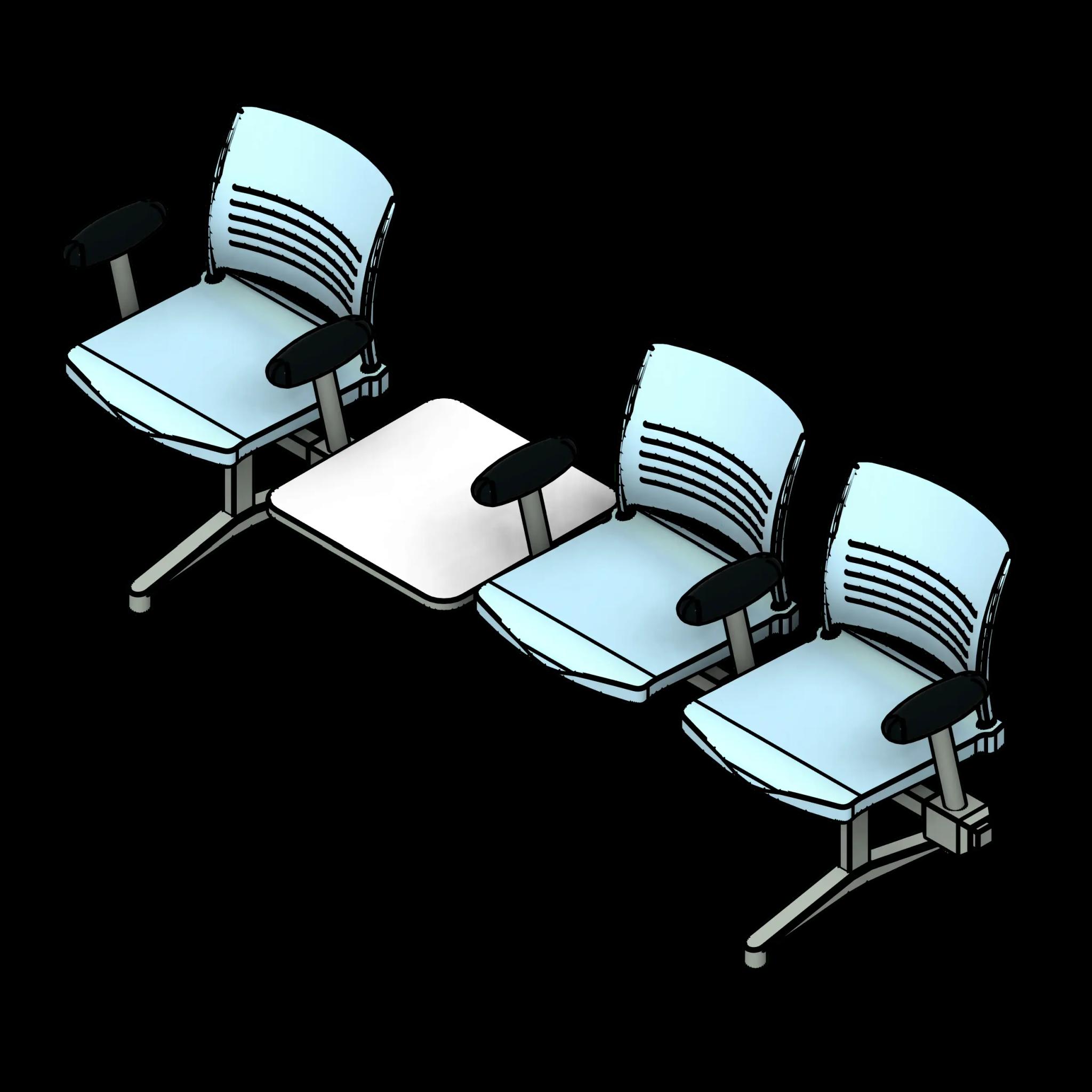 SSG Seat Tandem Armrests PPL 3 Seats 1 Inline Table