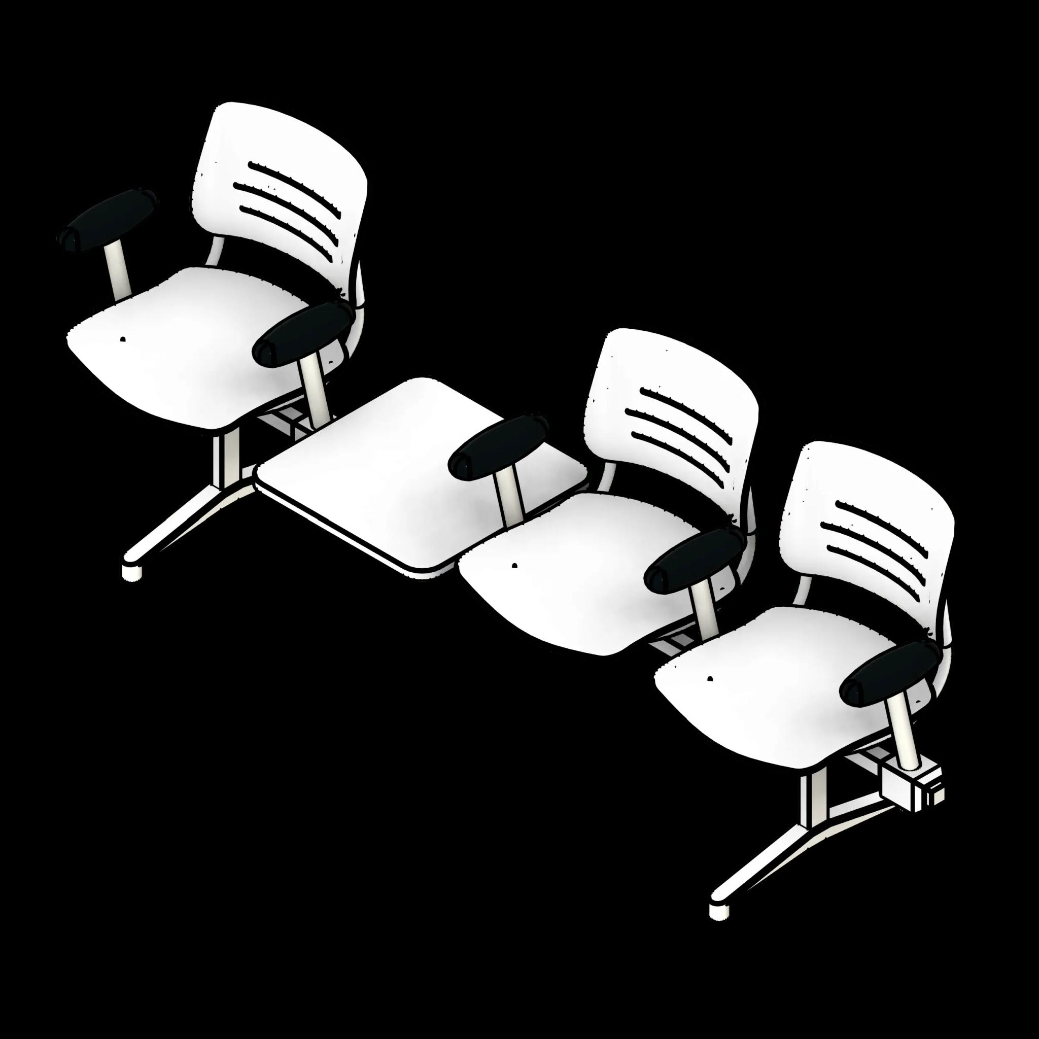 SSG Seat Tandem Lounge Armrests PPL 3 Seats 1 Inline Table