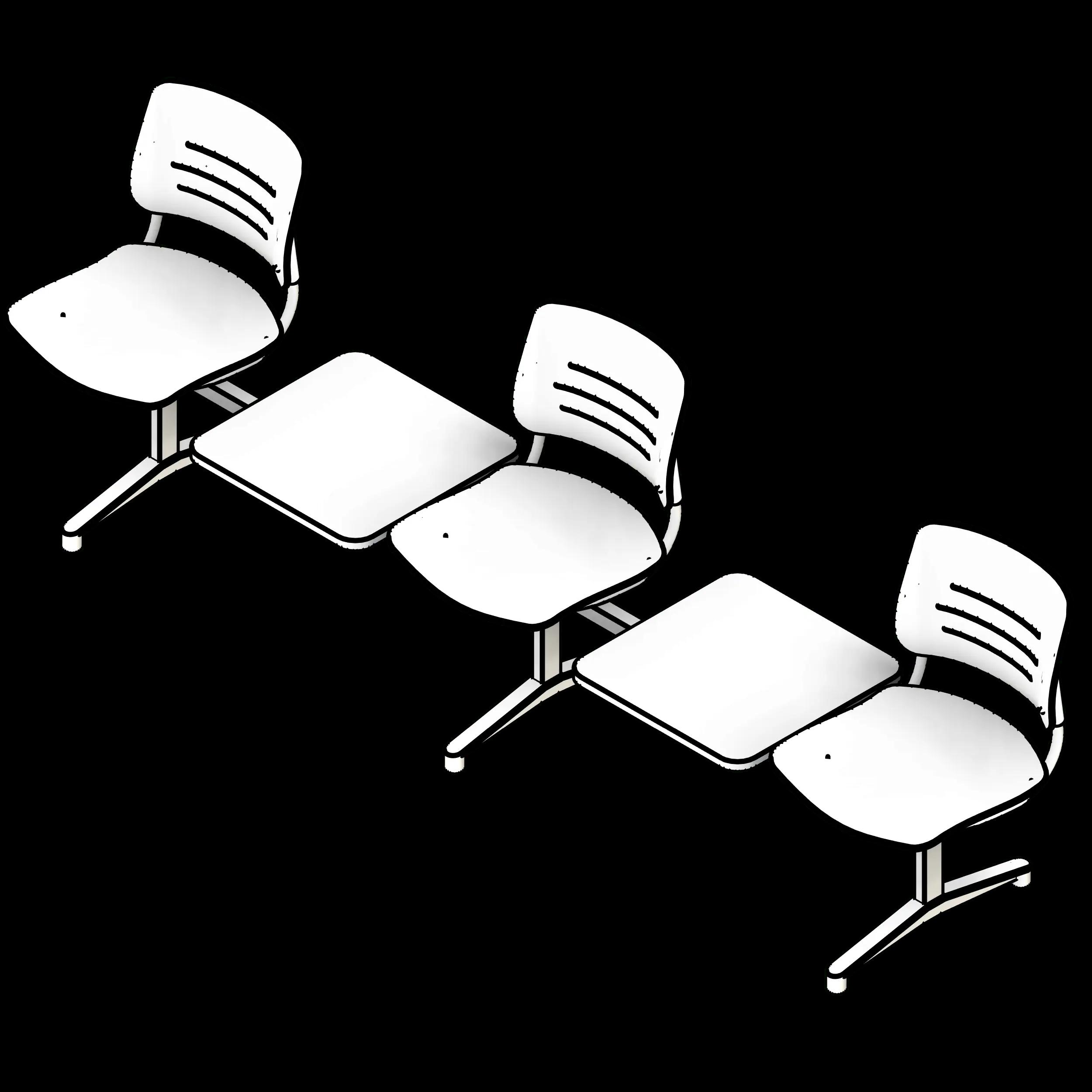 SSG Seat Tandem Lounge Armrests PPL 3 Seats 2 Inline Tables