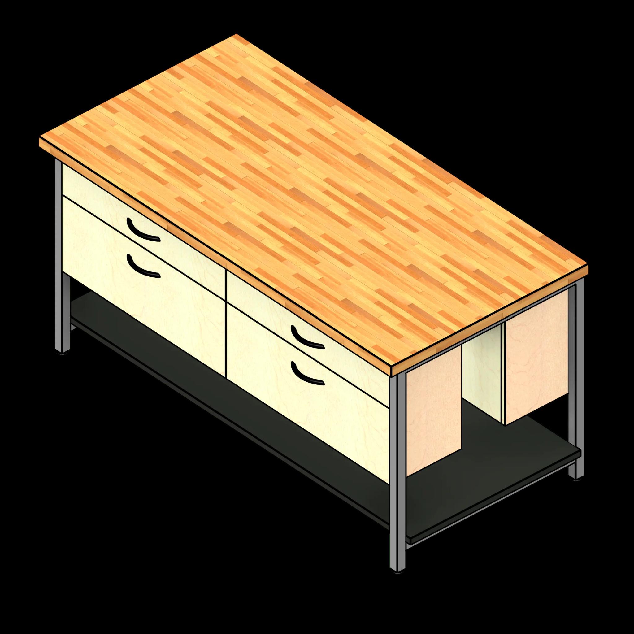 SSG Workstation Public Safety PCS Butcher Block Mutli Drawer