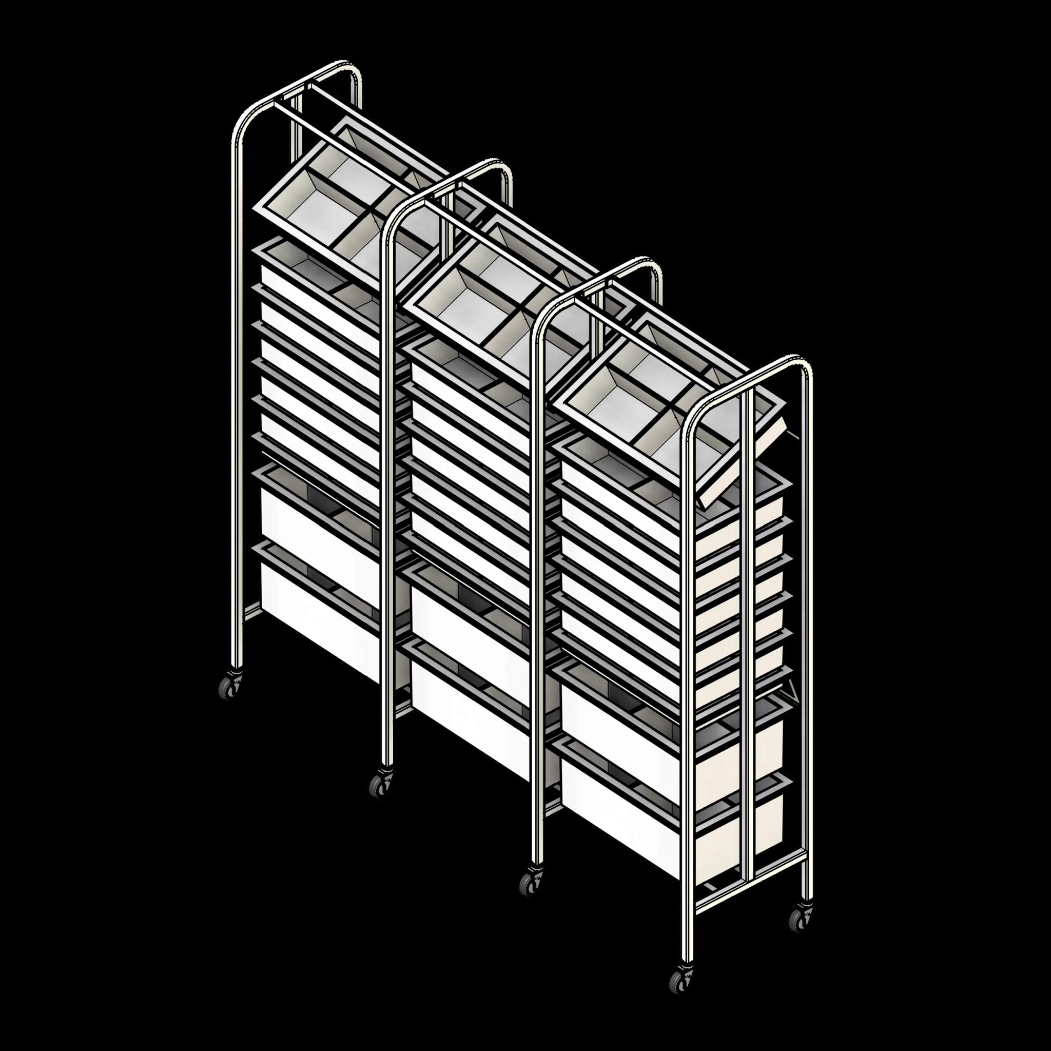 Medical Racks 3 Column 9H Wide