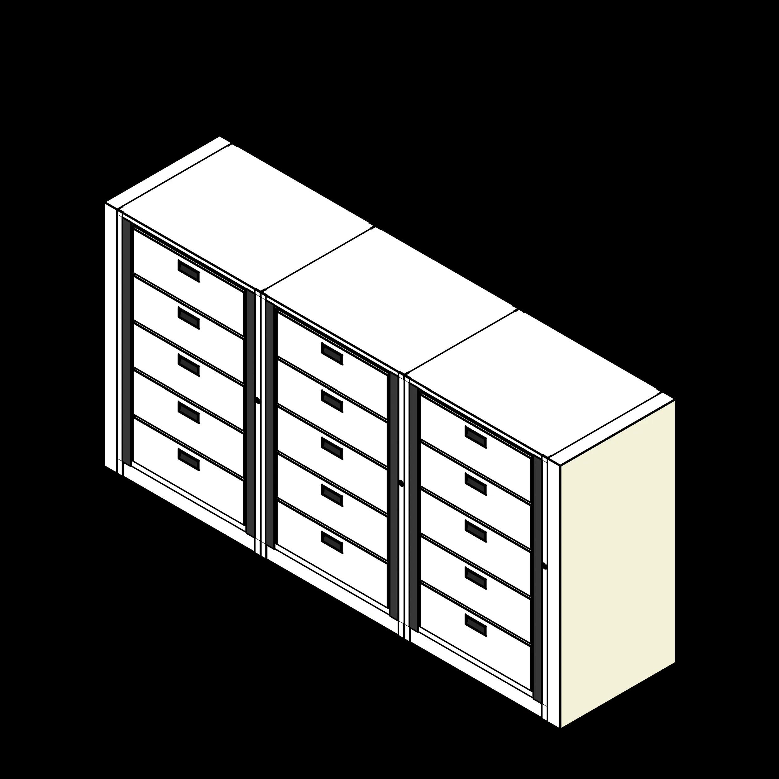 Rotary Cabinet Legal 3 Cabinets 5 Tier Drawers