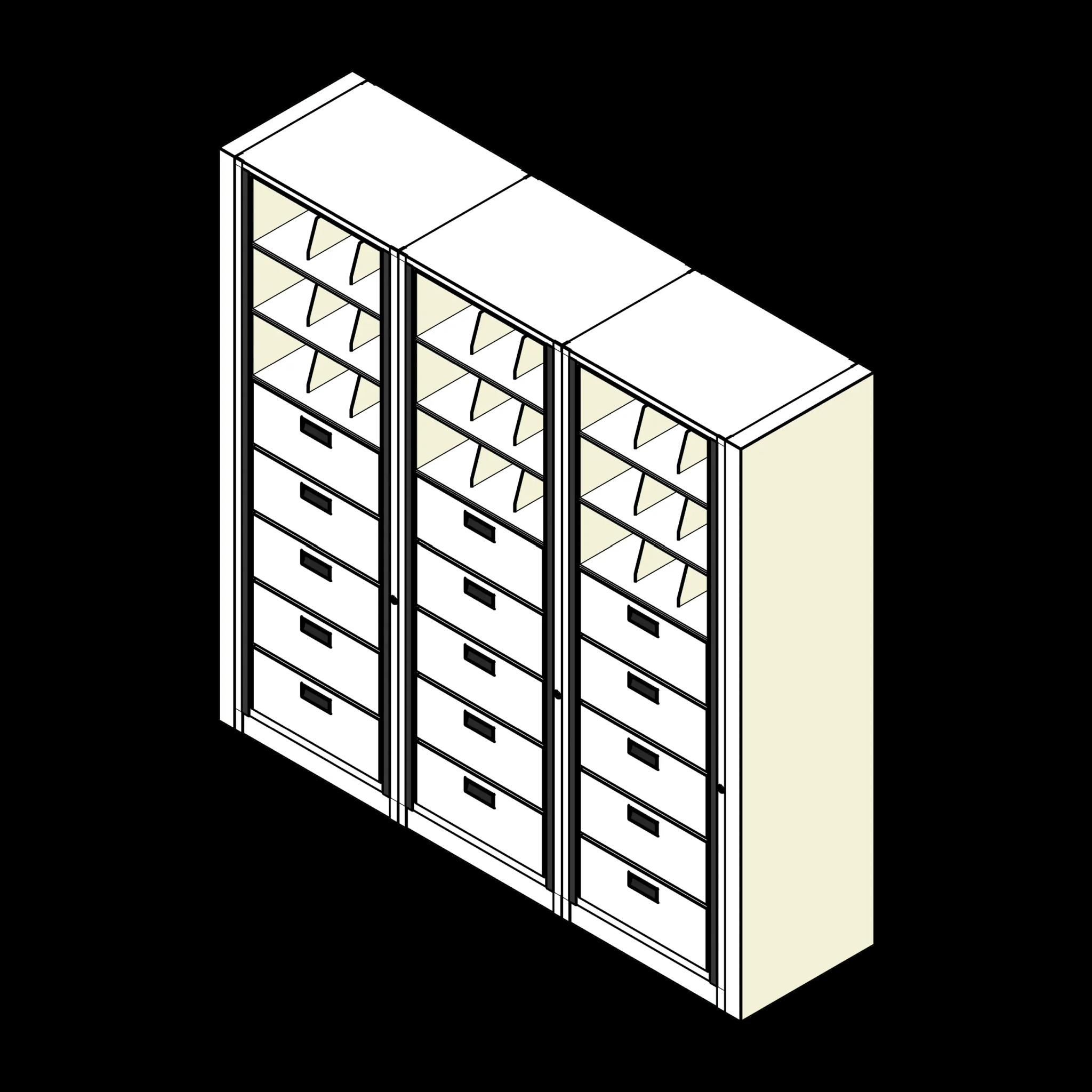 Rotary Cabinet Letter 3 Cabinets 8 Tier Drawers