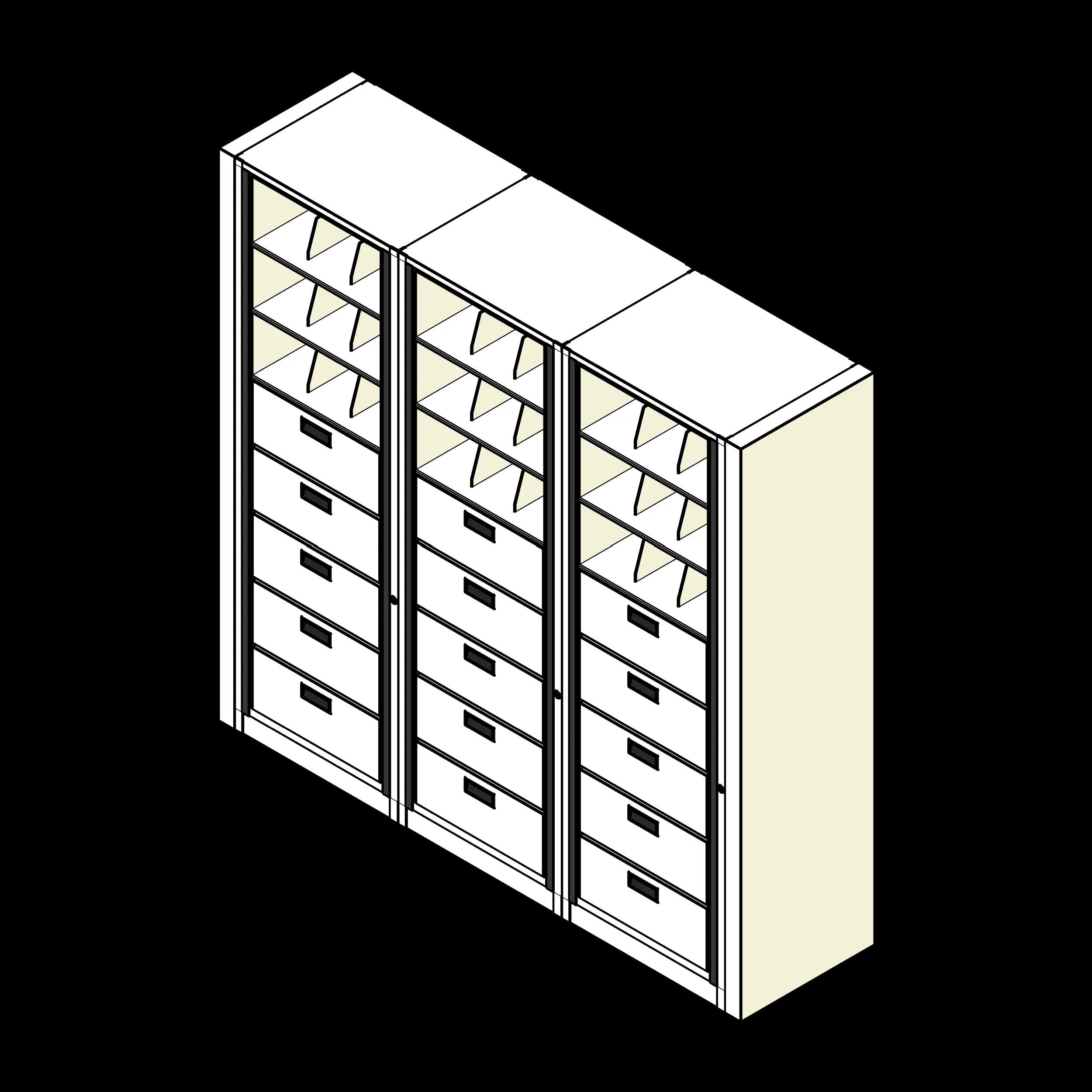 Rotary Cabinet Letter 3 Cabinets 8 Tier Drawers
