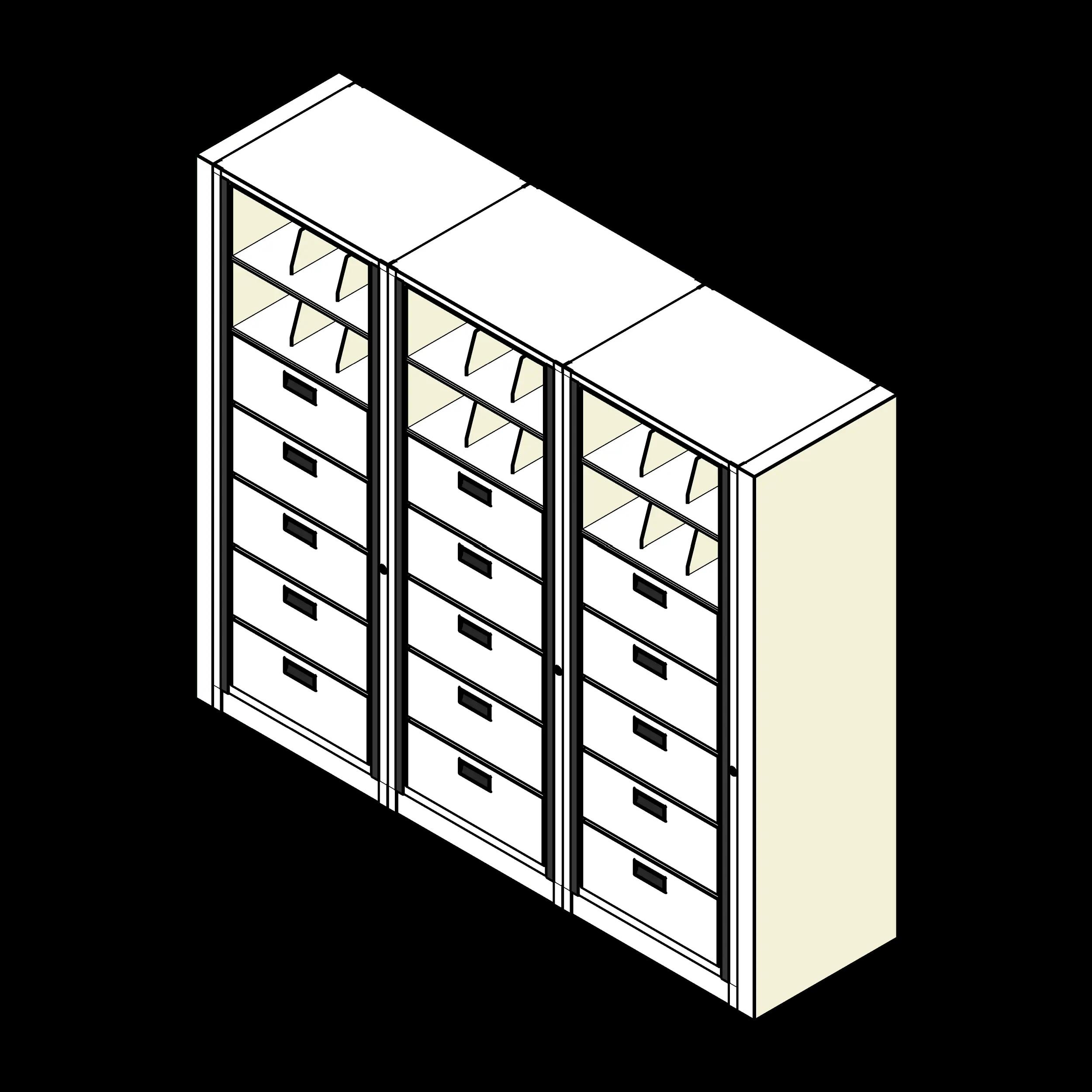Rotary Cabinet Letter 3 Cabinets 7 Tier Drawers
