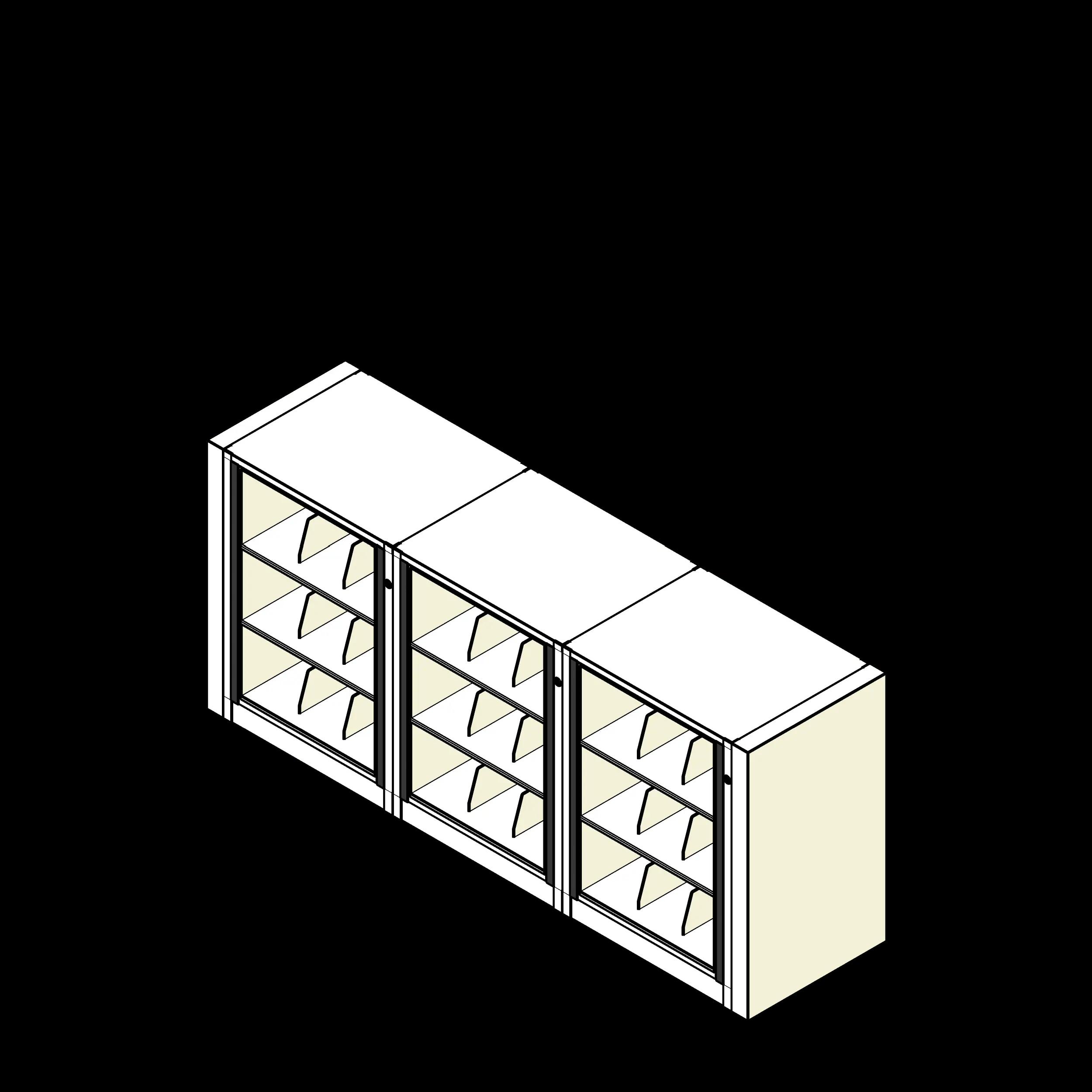 Rotary Cabinet Letter 3 Cabinets 3 Tier Shelves