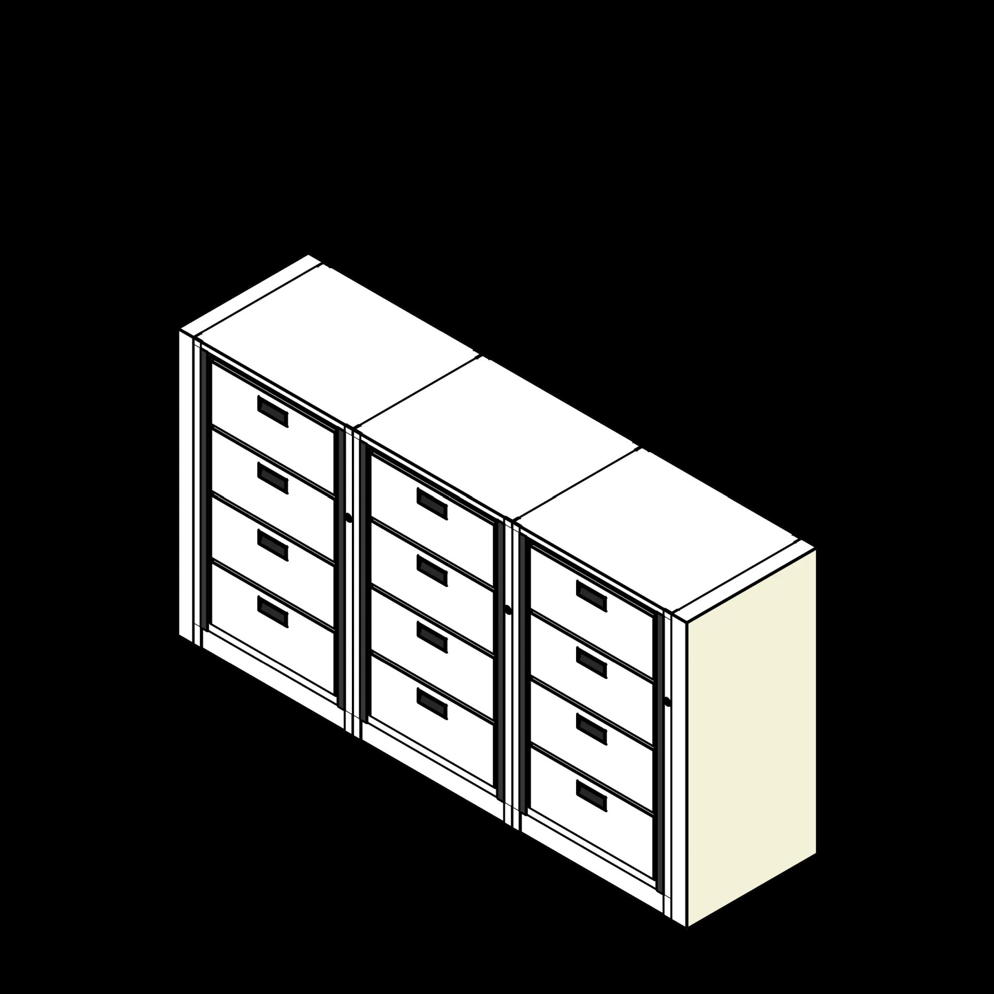 Rotary Cabinet Letter 3 Cabinets 4 Tier Drawers