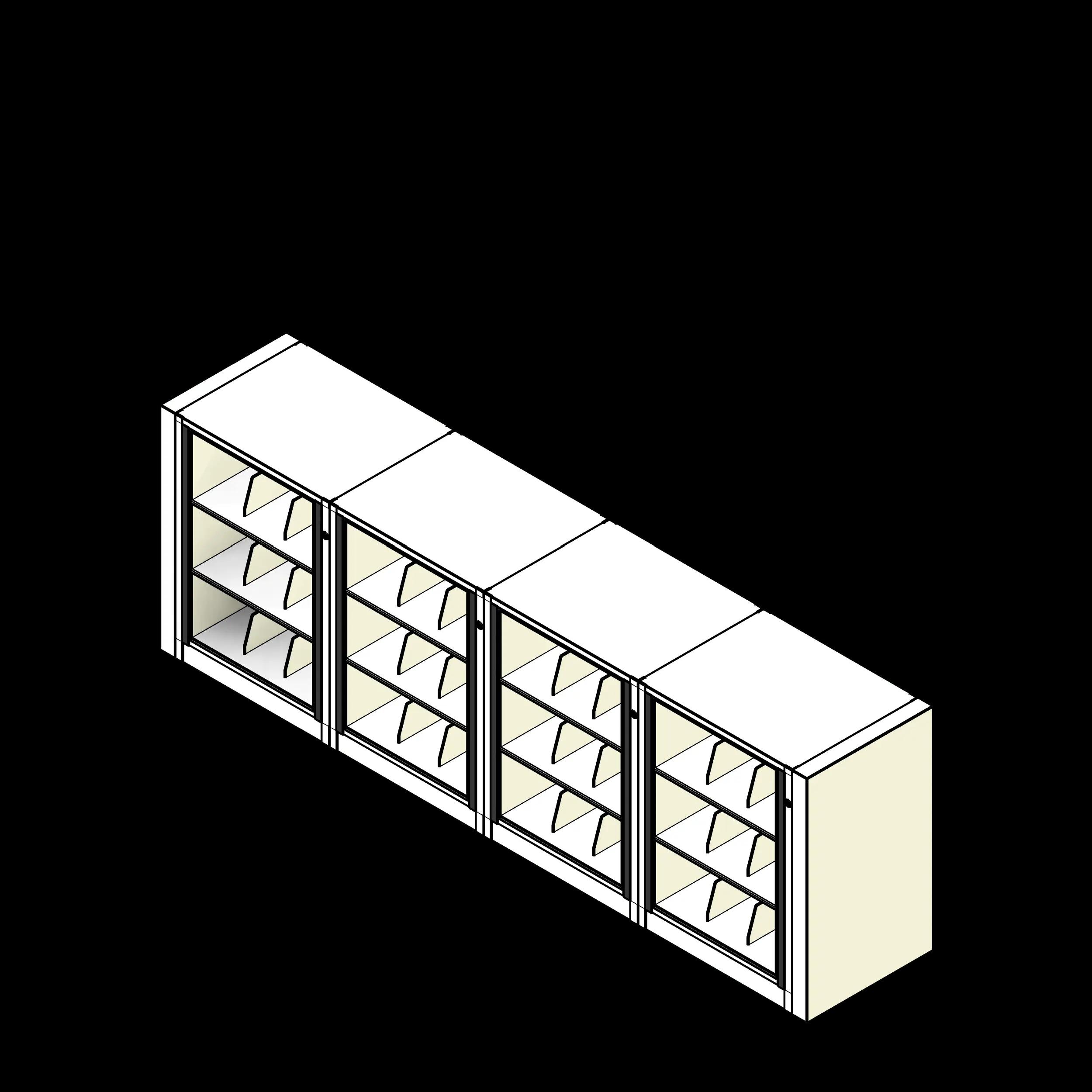 Rotary Cabinet Letter 4 Cabinets 3 Tier Shelves