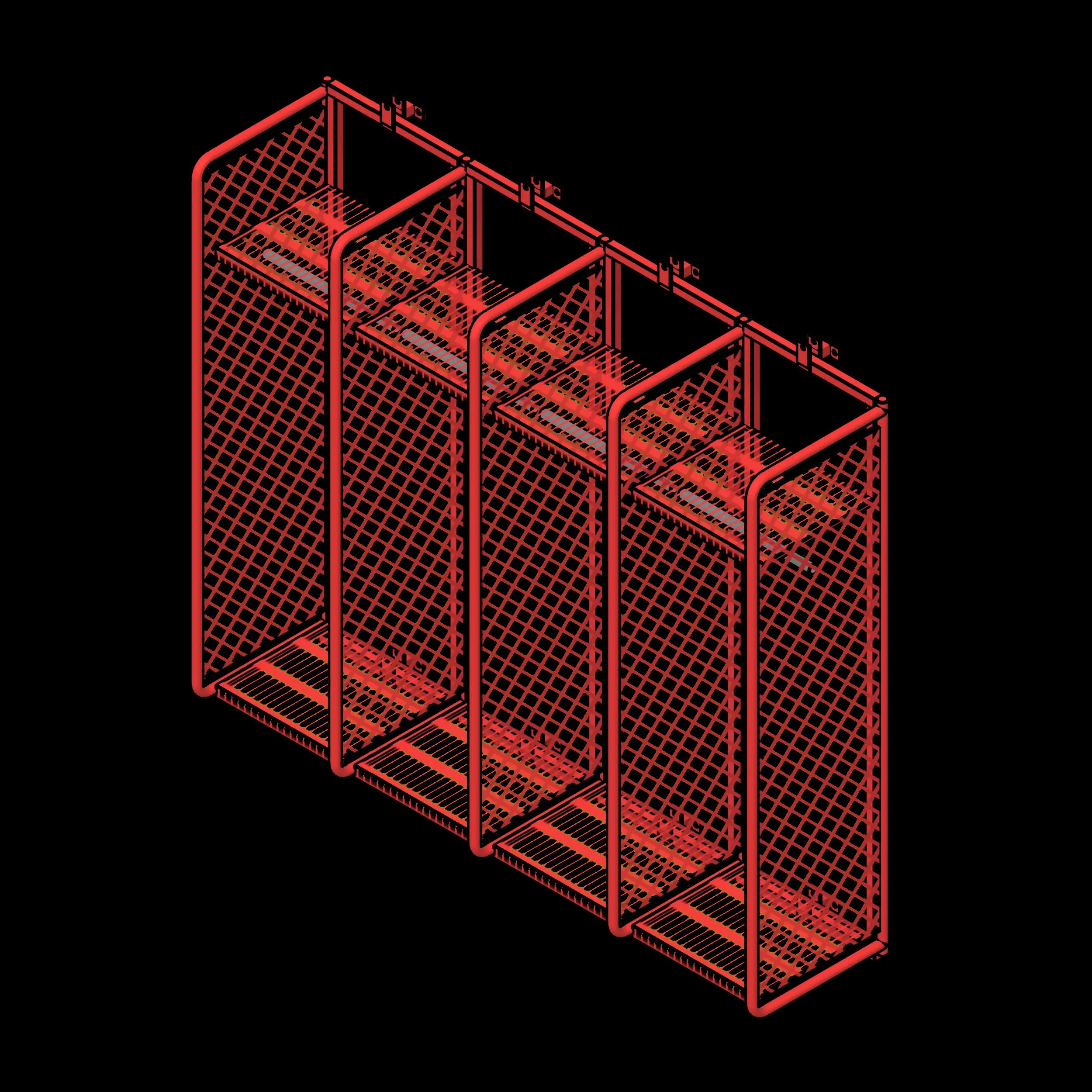 SSG Locker Wall Mounted Firefighter PCS 4 Units 20x20x72