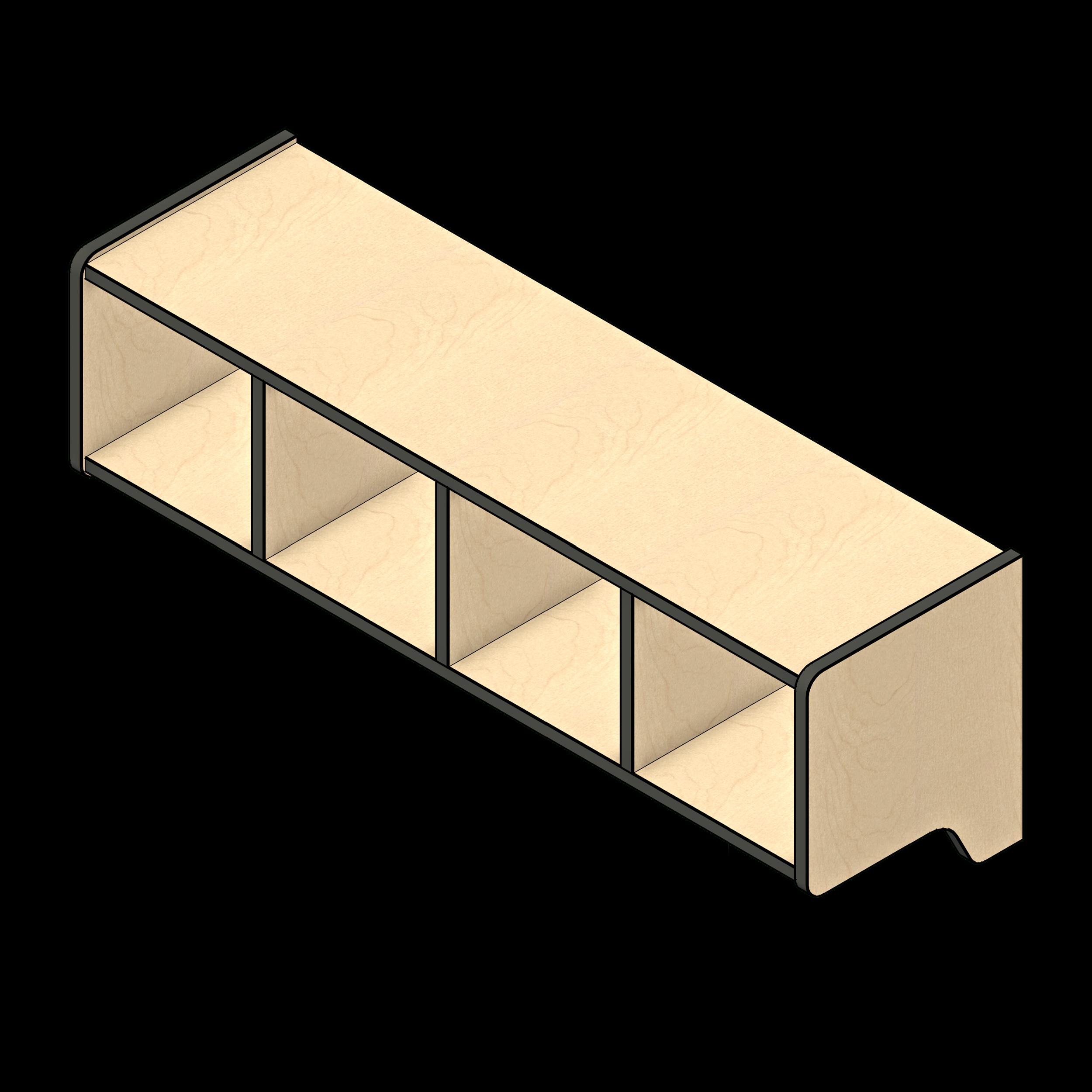 SSG Cubbies Wall Open Fixed LAM 4 Cubbie Contoured