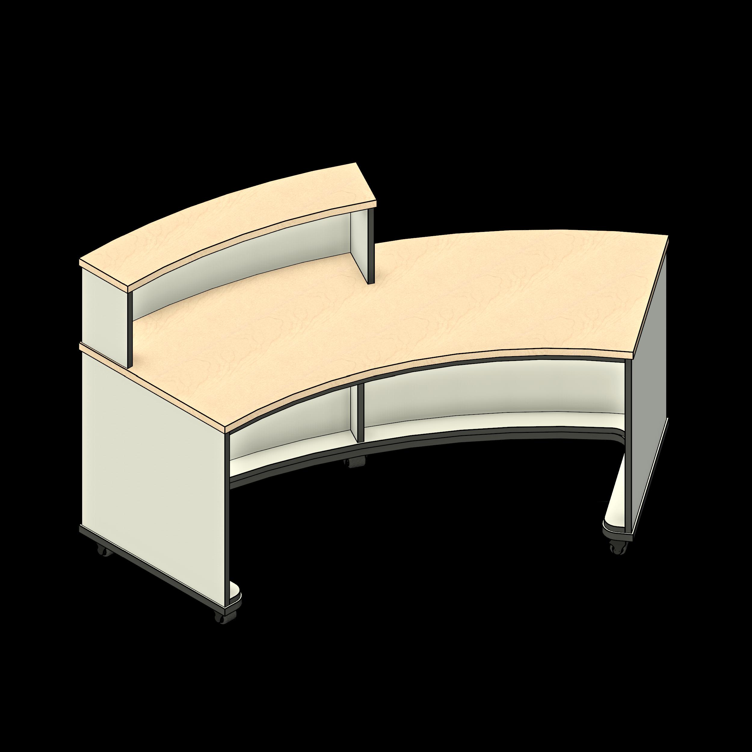 SSG Desk Circulation Curved Mobile LAM Left Transaction Top