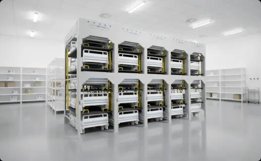 Hospital bed stackers