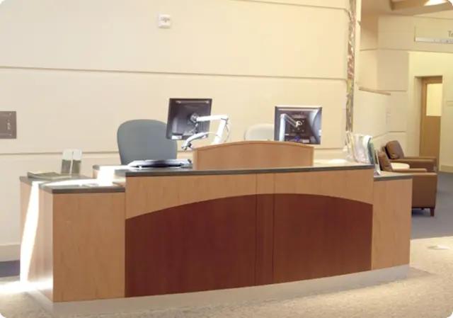 Straight laminate reception desk