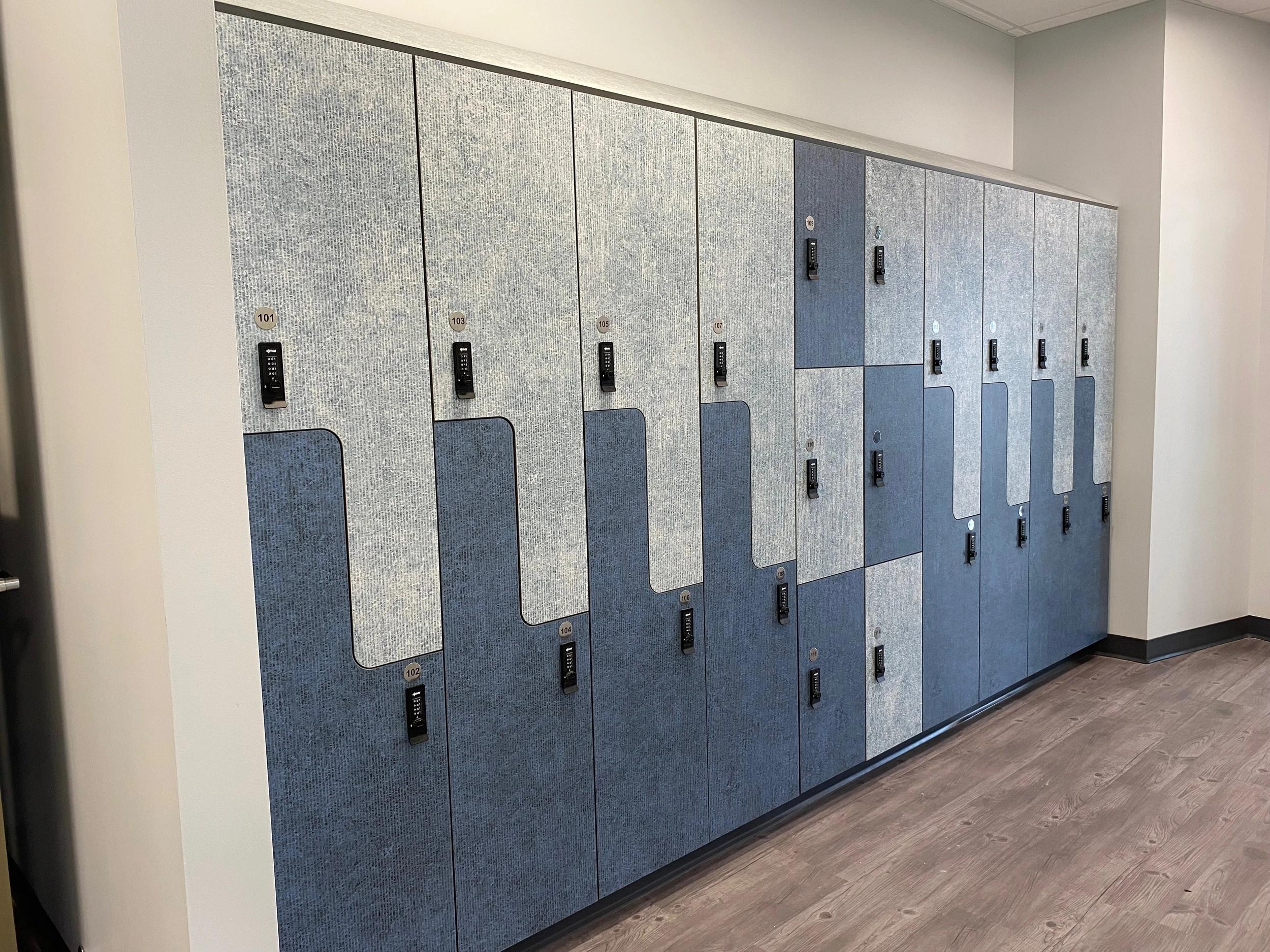 Laminate personal storage lockers at Swope Parkway Medical Center in Kansas City, Kansas.