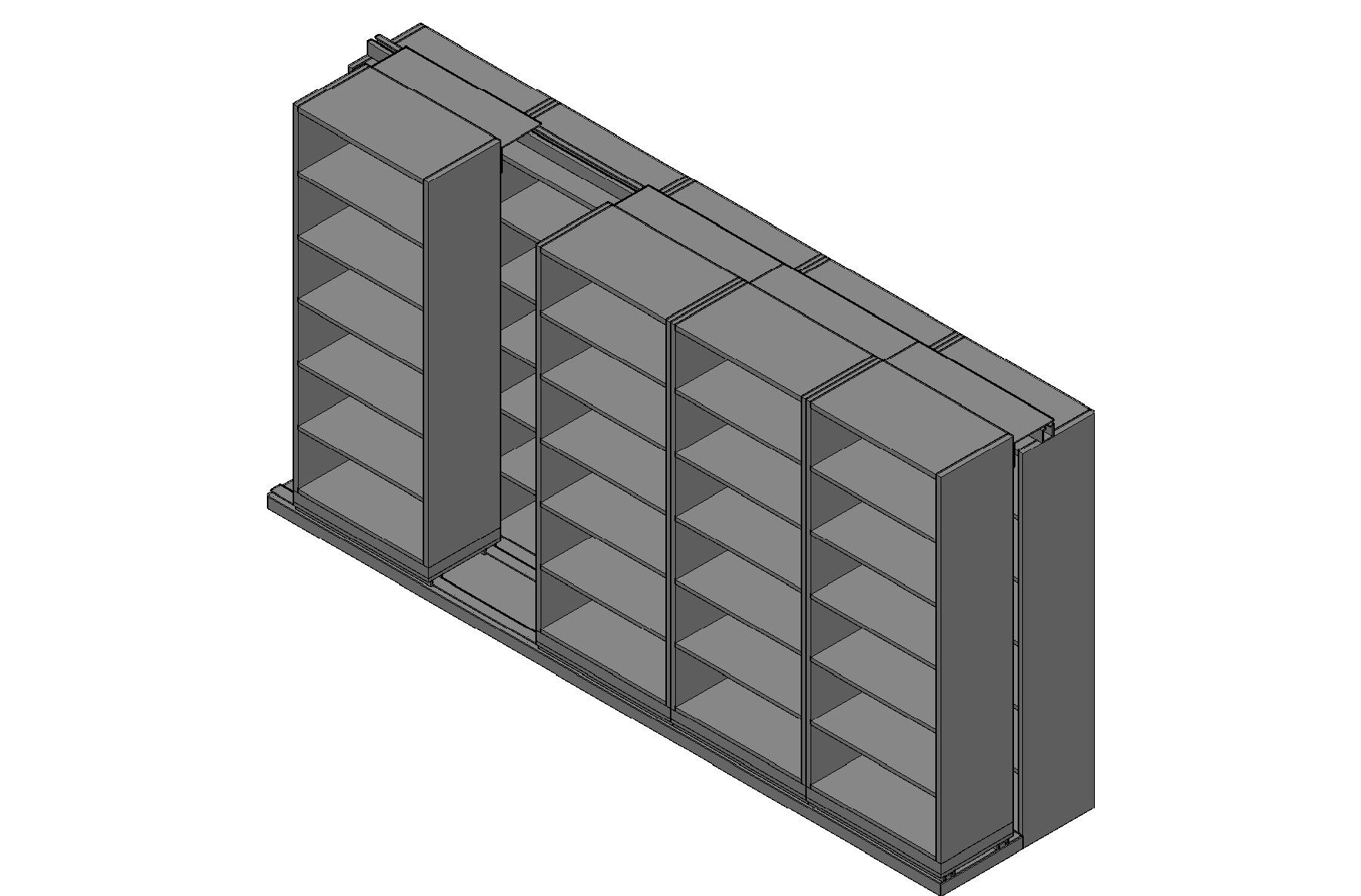 Box Size Sliding Shelves - 2 Rows Deep - 6 Levels - (30" x 16" Shelves) - 154" Total Width
