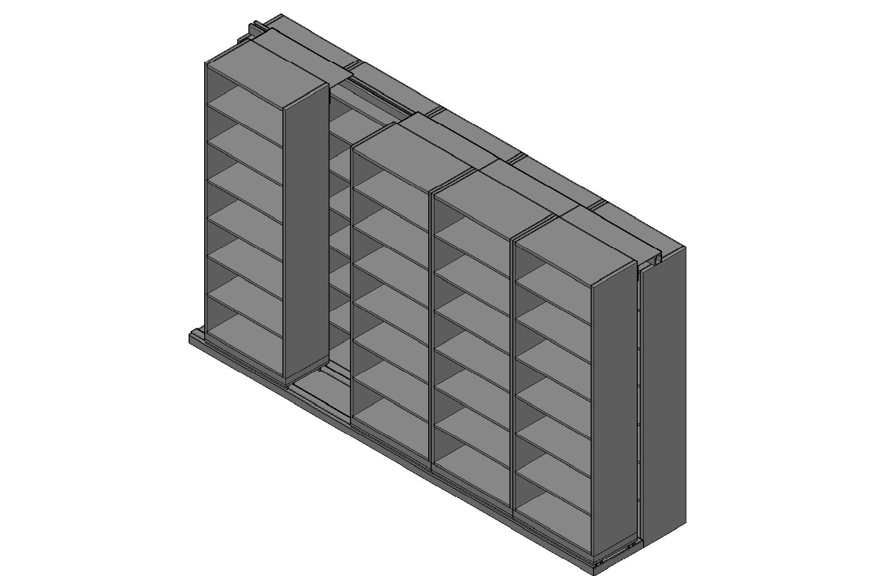 Box Size Sliding Shelves - 2 Rows Deep - 7 Levels - (30" x 16" Shelves) - 154" Total Width