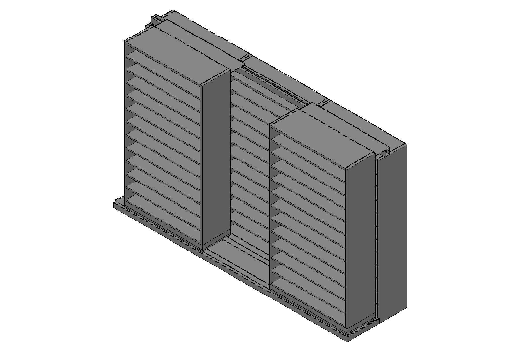 Bin Size Sliding Shelves - 2 Rows Deep - 12 Levels - (42" x 15" Shelves) - 130" Total Width