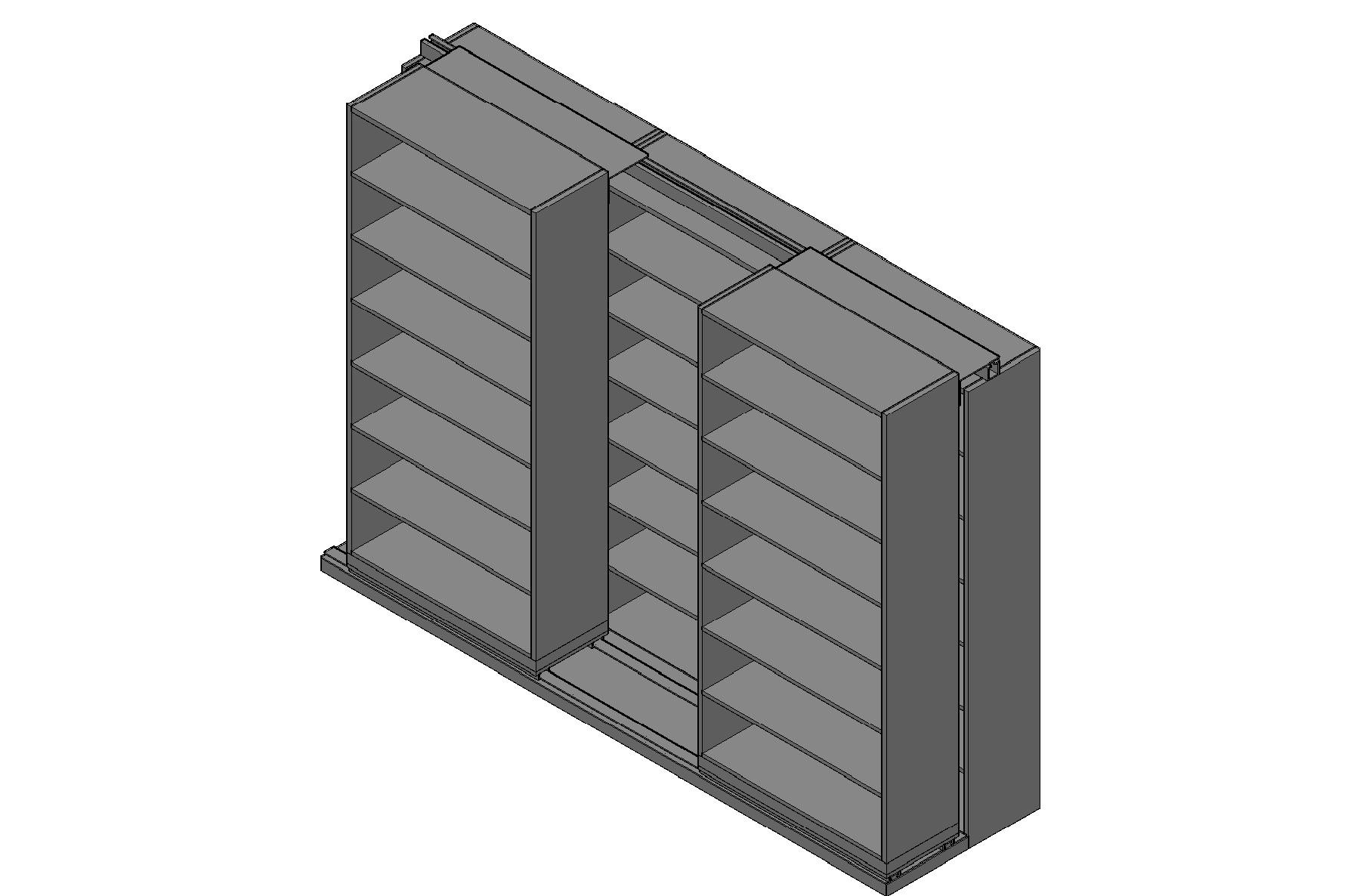 Box Size Sliding Shelves - 2 Rows Deep - 7 Levels - (42" x 16" Shelves) - 130" Total Width