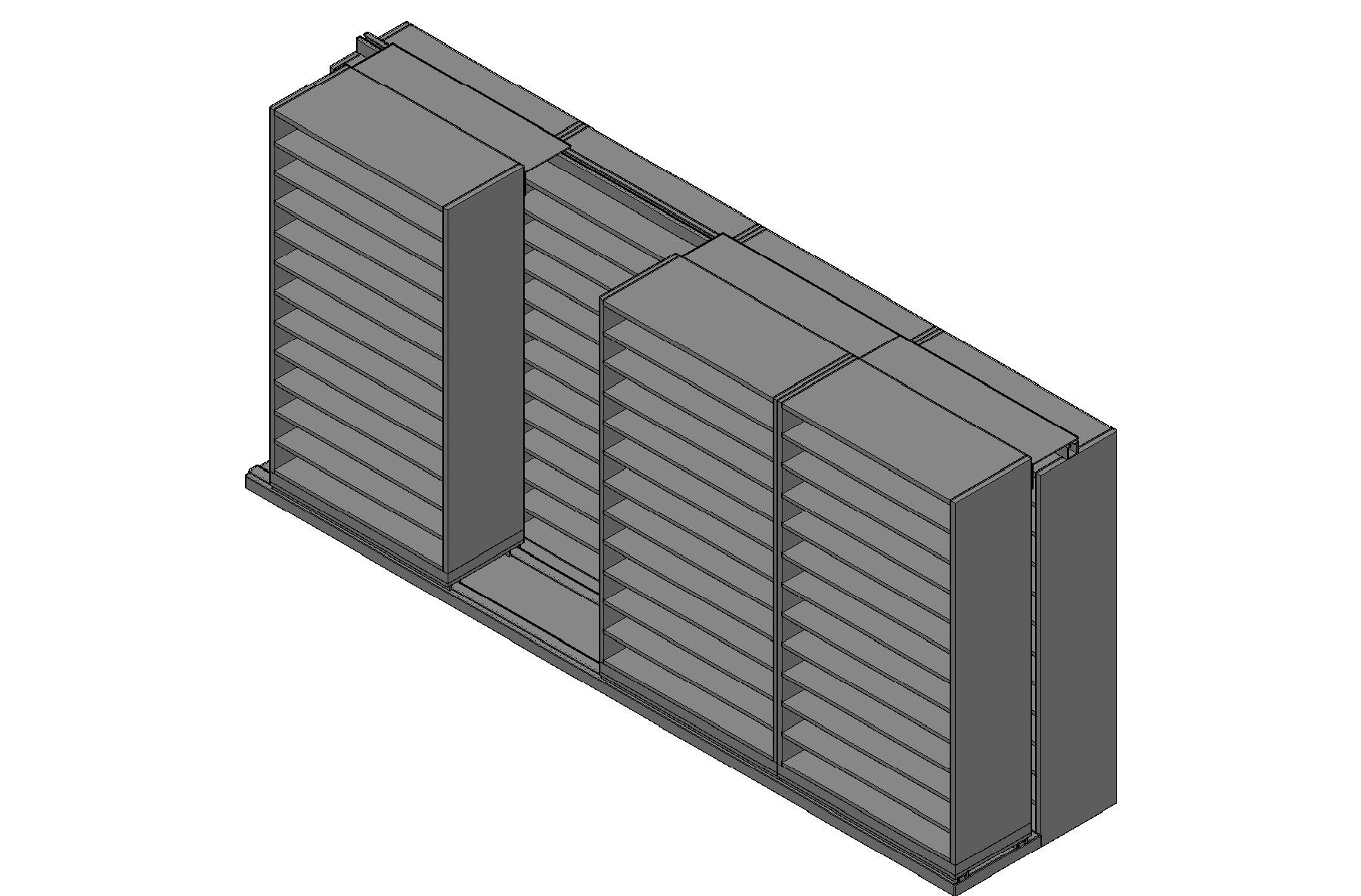 Bin Size Sliding Shelves - 2 Rows Deep - 12 Levels - (42" x 18" Shelves) - 172" Total Width