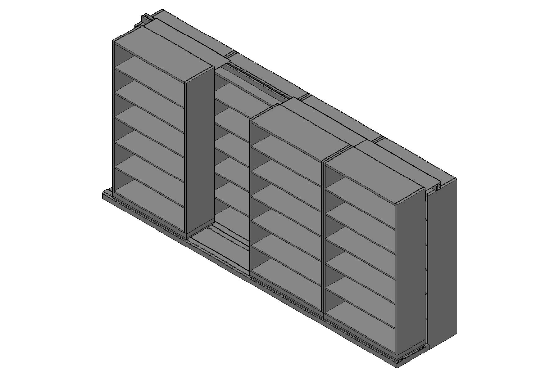 Box Size Sliding Shelves - 2 Rows Deep - 6 Levels - (42" x 16" Shelves) - 172" Total Width