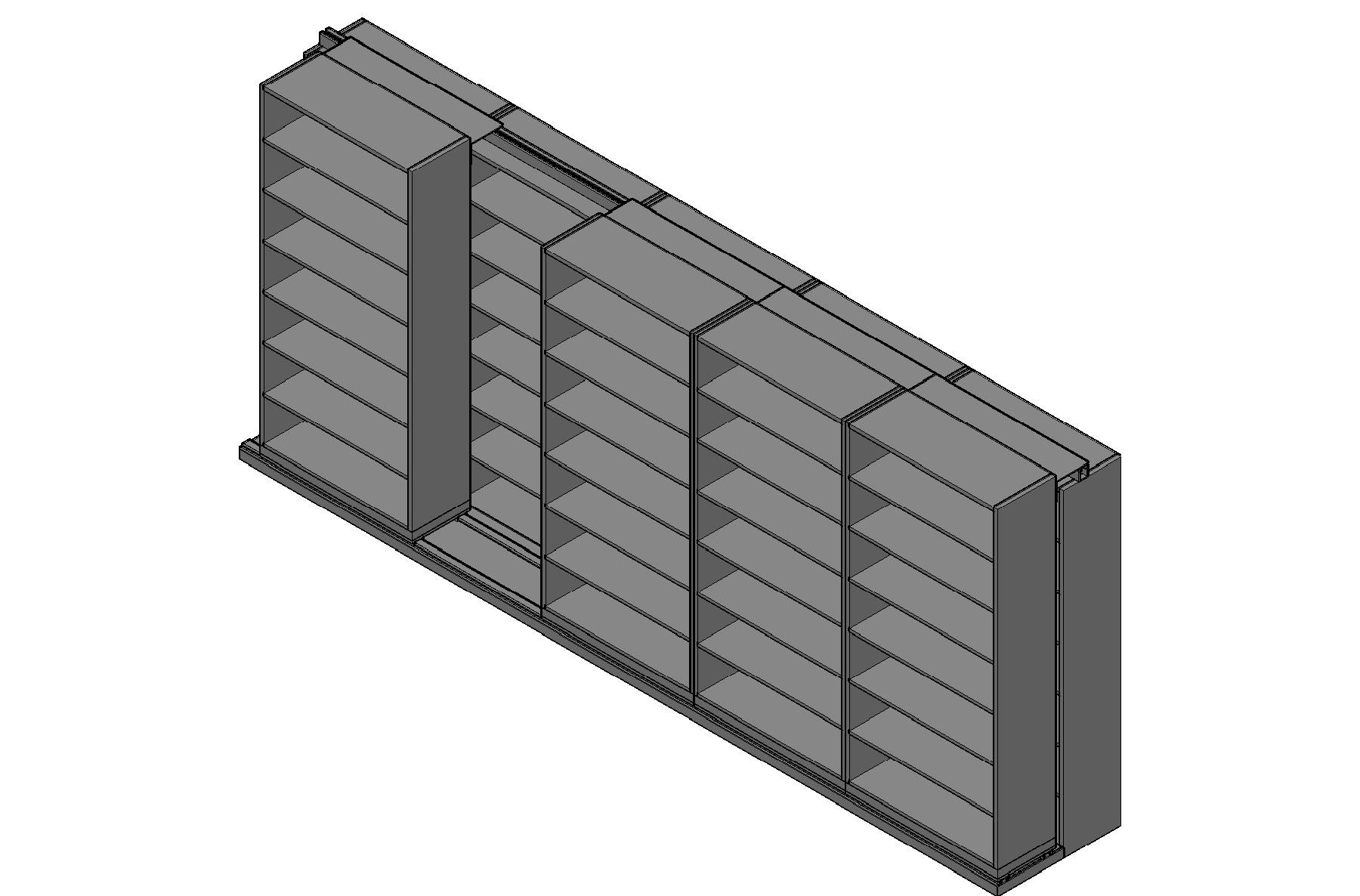 Box Size Sliding Shelves - 2 Rows Deep - 7 Levels - (42" x 16" Shelves) - 214" Total Width
