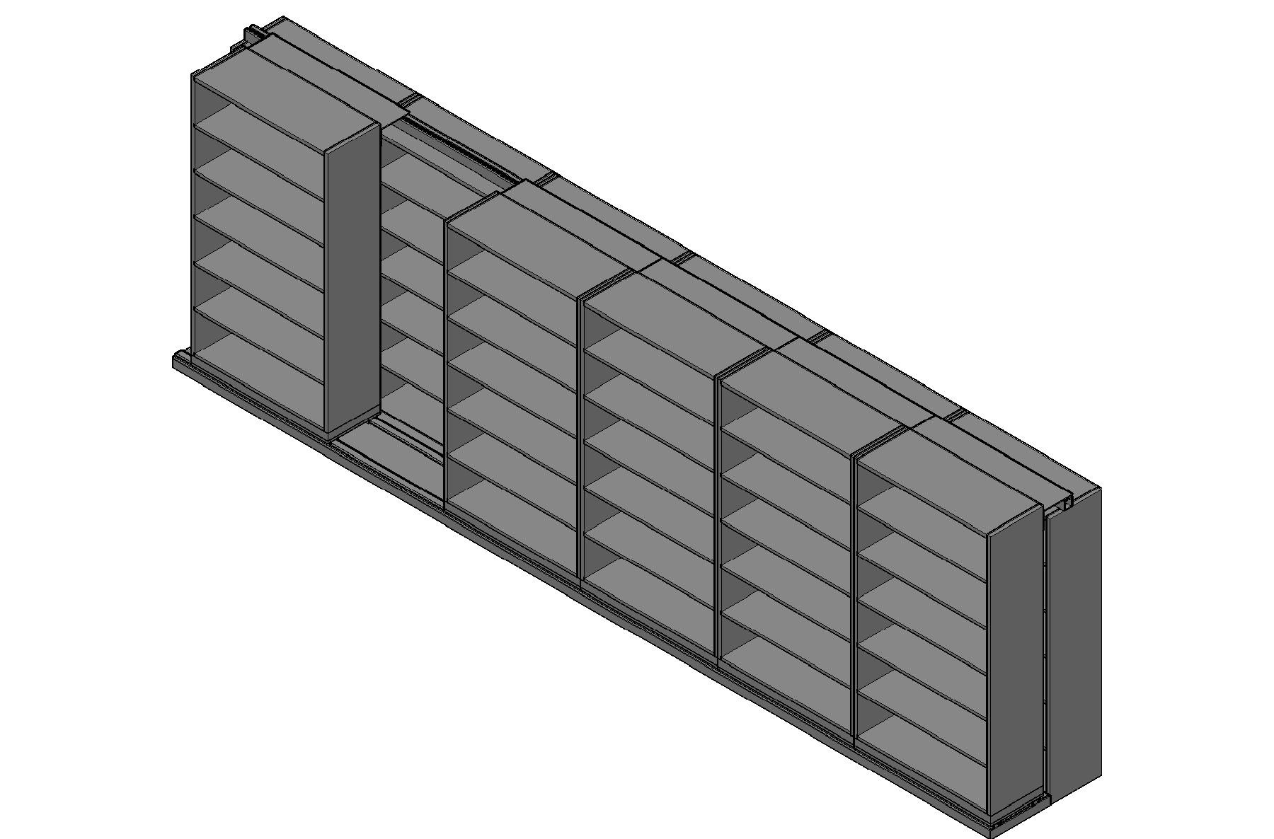 Box Size Sliding Shelves - 2 Rows Deep - 6 Levels - (42" x 16" Shelves) - 256" Total Width