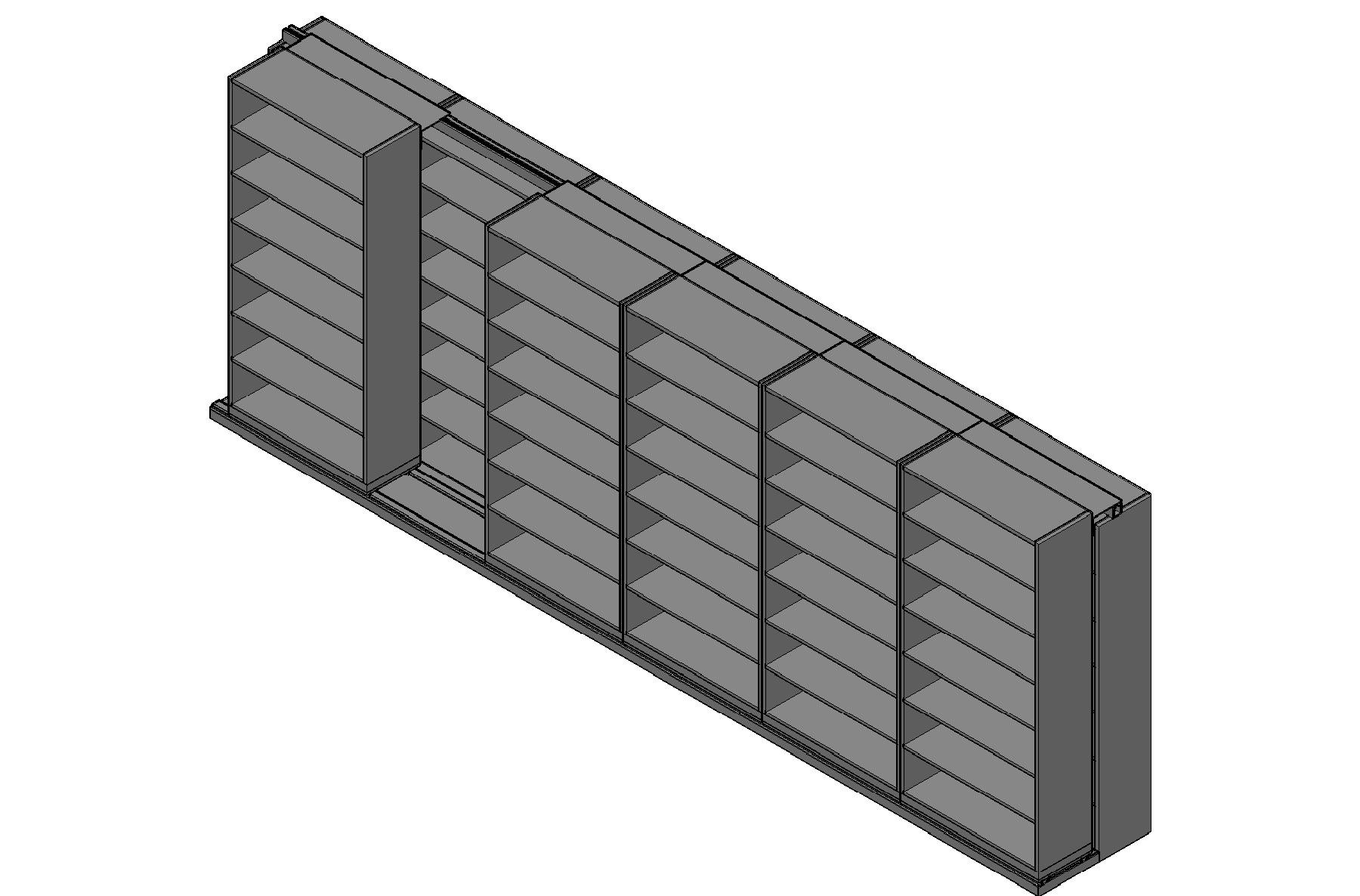 Box Size Sliding Shelves - 2 Rows Deep - 7 Levels - (42" x 16" Shelves) - 256" Total Width