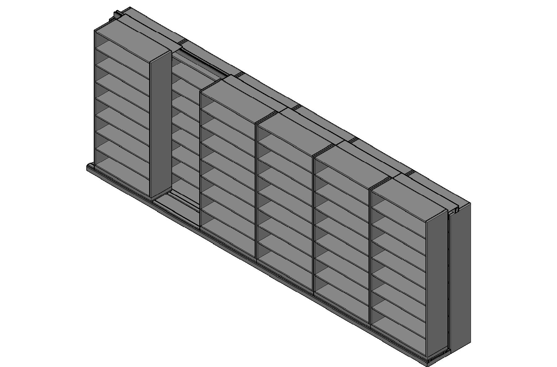 Legal Size Sliding Shelves - 2 Rows Deep - 8 Levels - (42" x 15" Shelves) - 256" Total Width