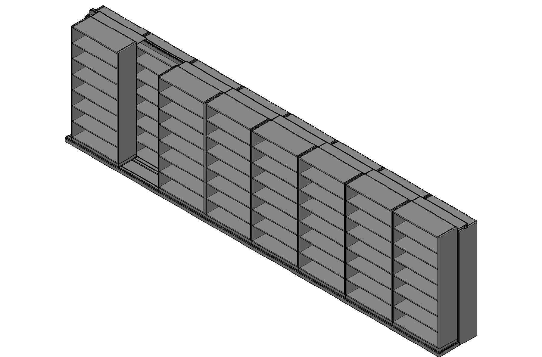 Box Size Sliding Shelves - 2 Rows Deep - 7 Levels - (42" x 16" Shelves) - 340" Total Width