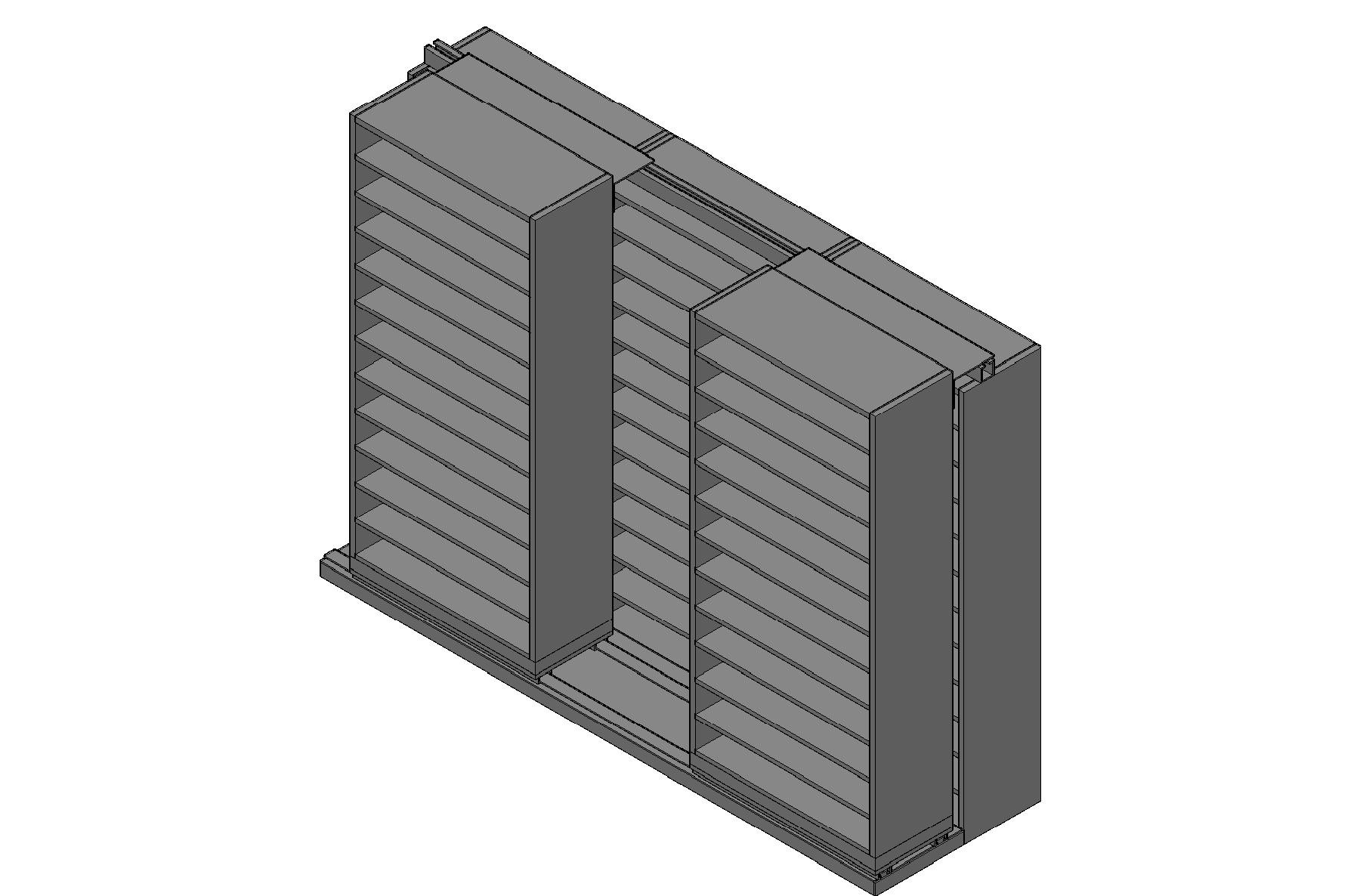 Bin Size Sliding Shelves - 2 Rows Deep - 12 Levels - (36" x 15" Shelves) - 112" Total Width