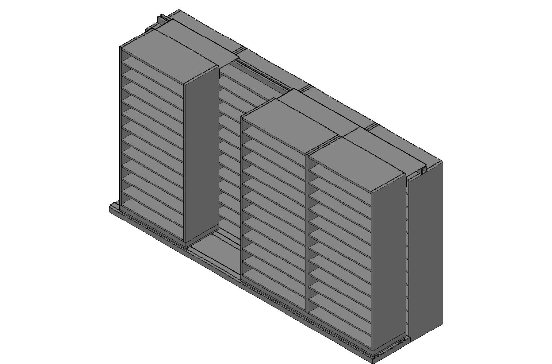 Bin Size Sliding Shelves - 2 Rows Deep - 12 Levels - (36" x 18" Shelves) - 148" Total Width