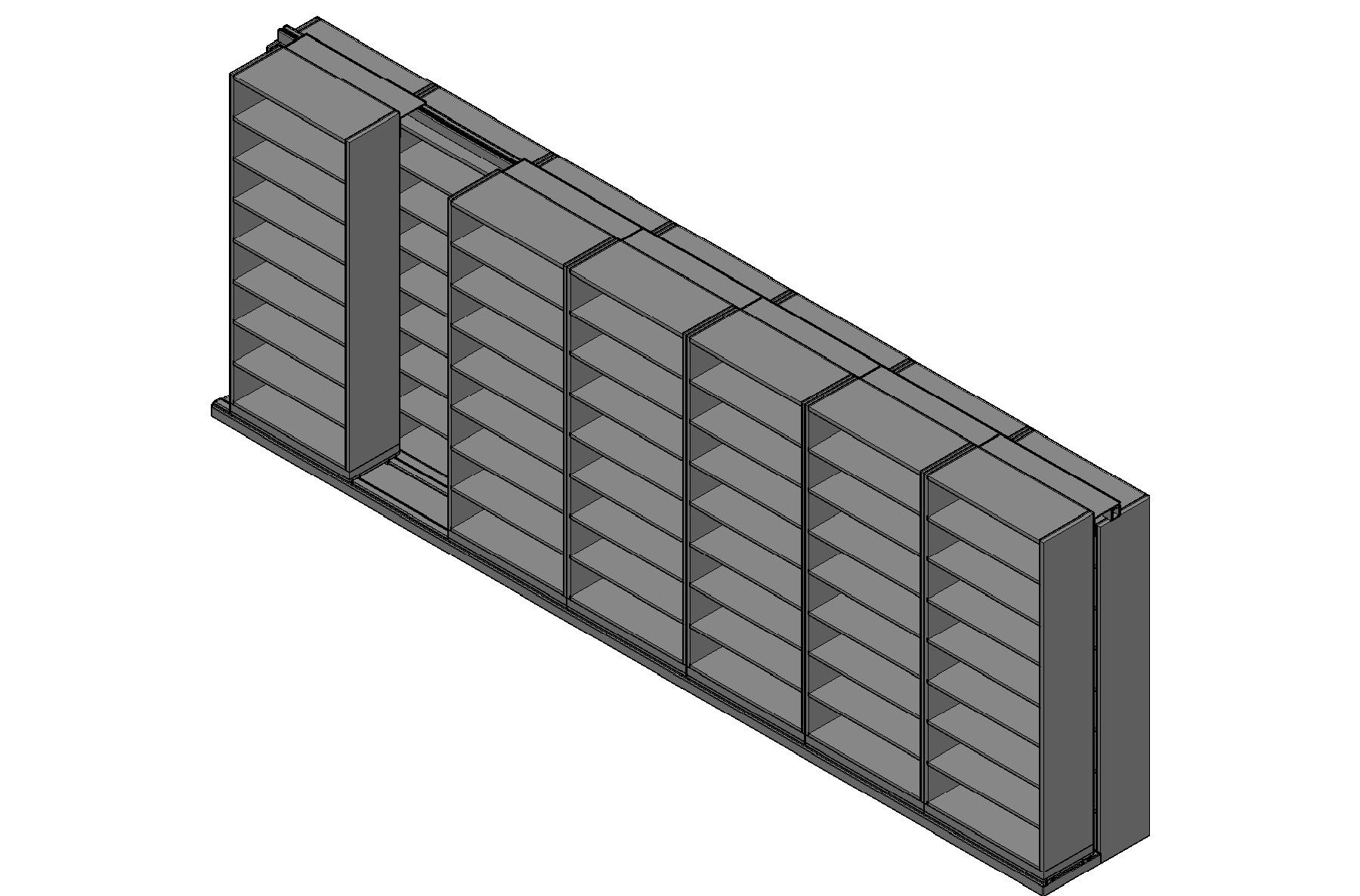 Legal Size Sliding Shelves - 2 Rows Deep - 8 Levels - (36" x 15" Shelves) - 256" Total Width