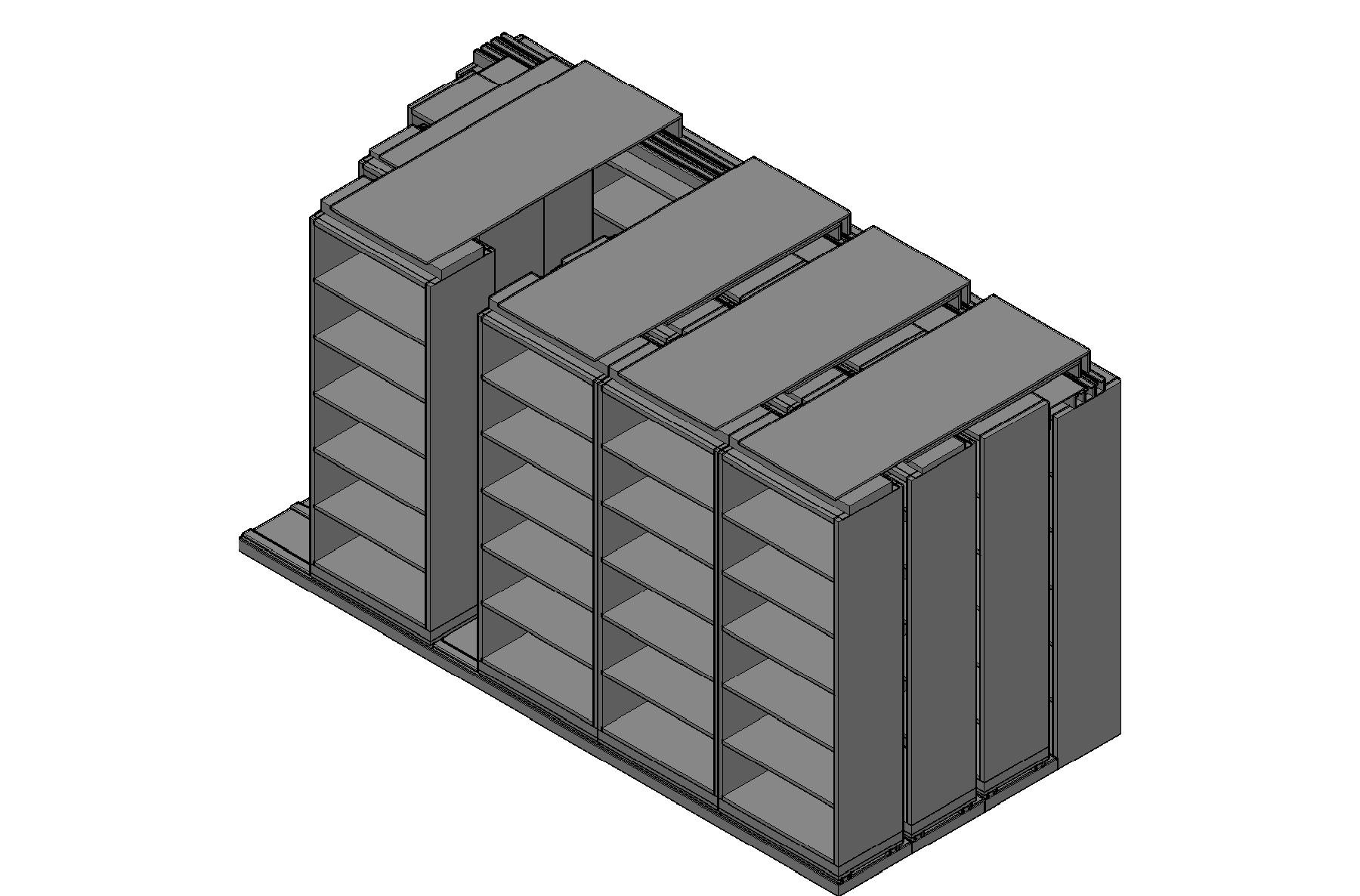 Box Size Sliding Shelves - 4 Rows Deep - 6 Levels - (30" x 16" Shelves) - 154" Total Width