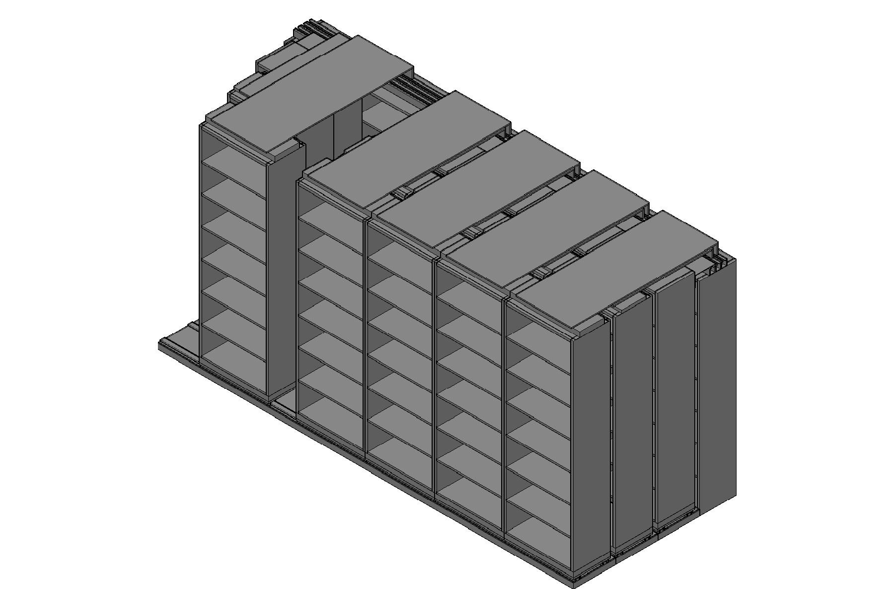Box Size Sliding Shelves - 4 Rows Deep - 7 Levels - (30" x 16" Shelves) - 184" Total Width
