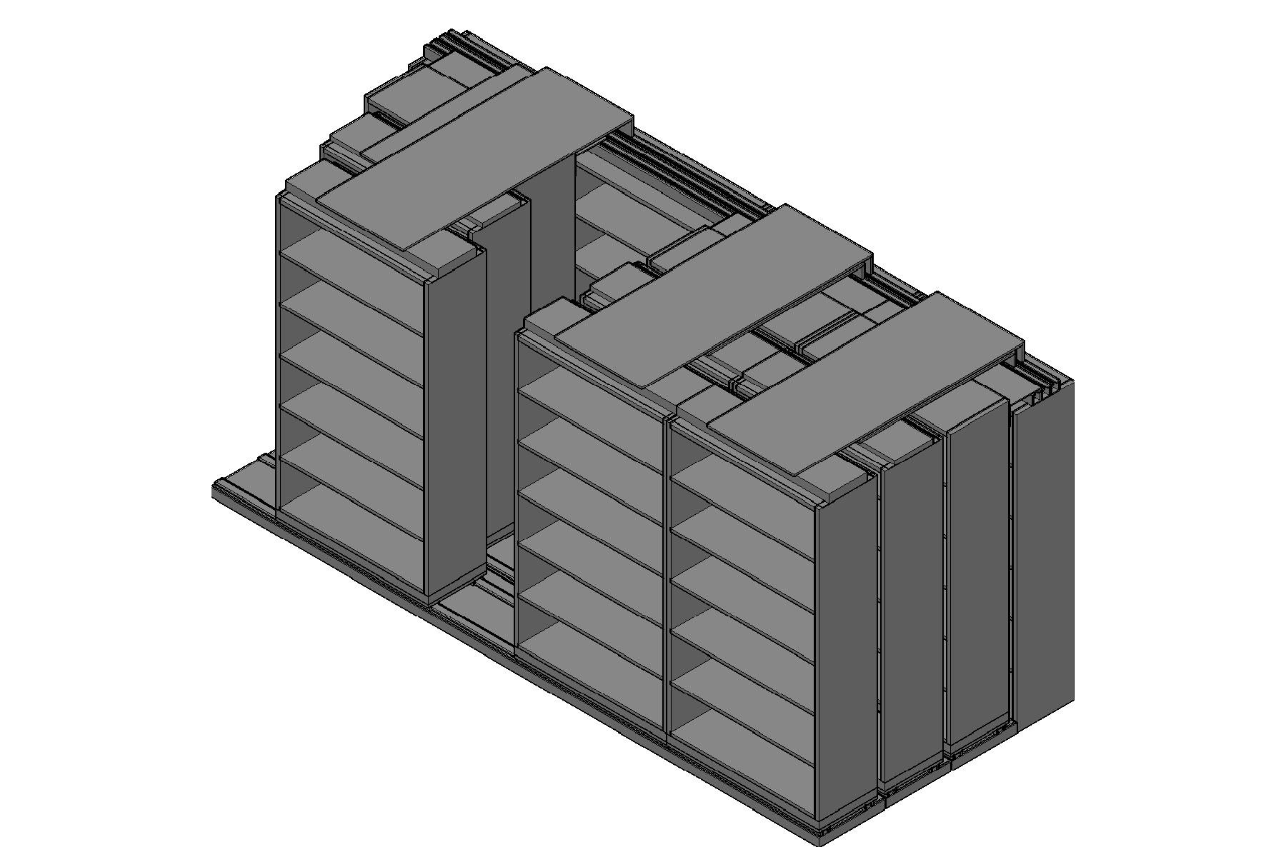 Box Size Sliding Shelves - 4 Rows Deep - 6 Levels - (42" x 16" Shelves) - 172" Total Width