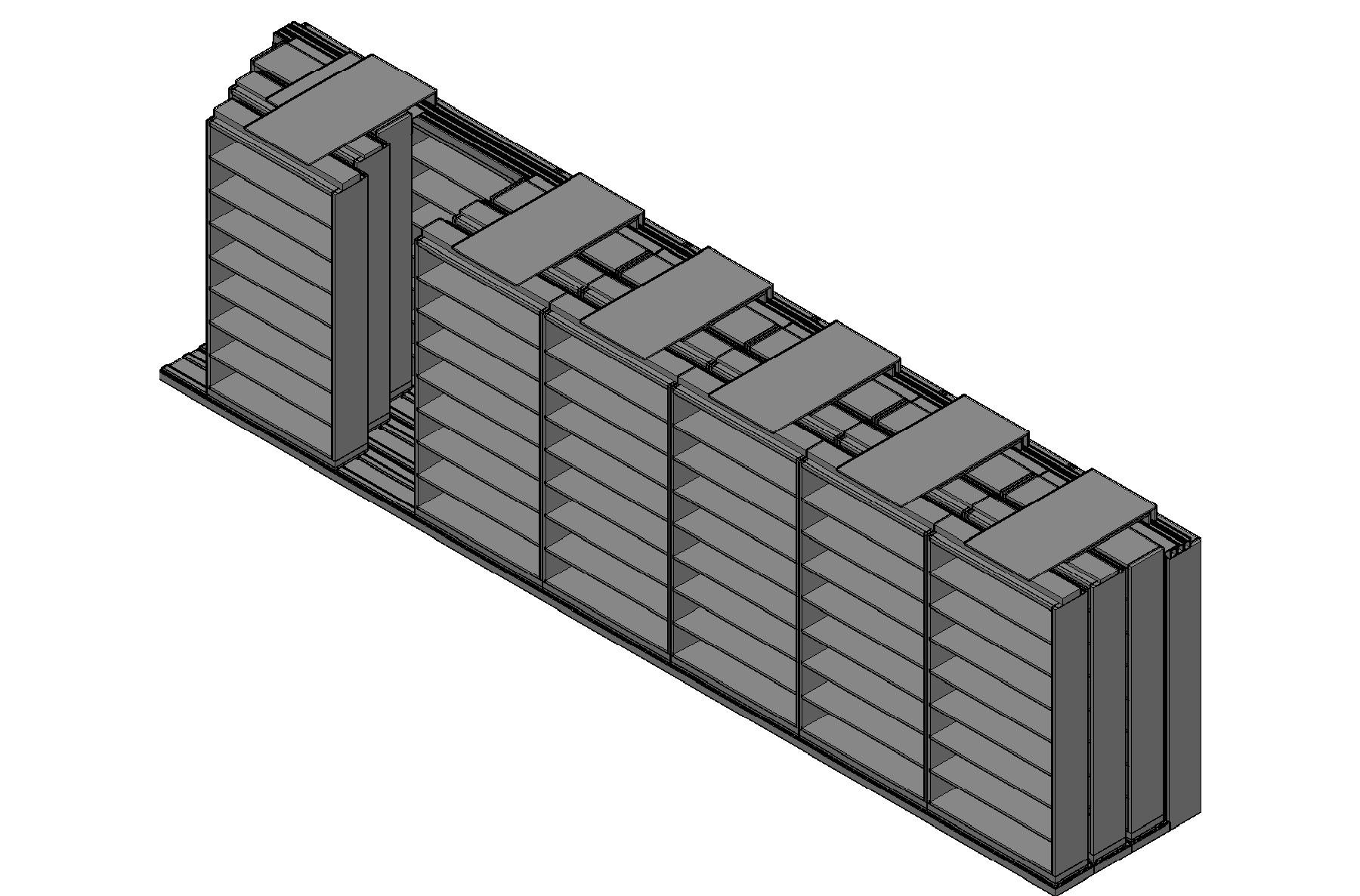 Letter Size Sliding Shelves - 4 Rows Deep - 8 Levels - (48" x 12" Shelves) - 340" Total Width