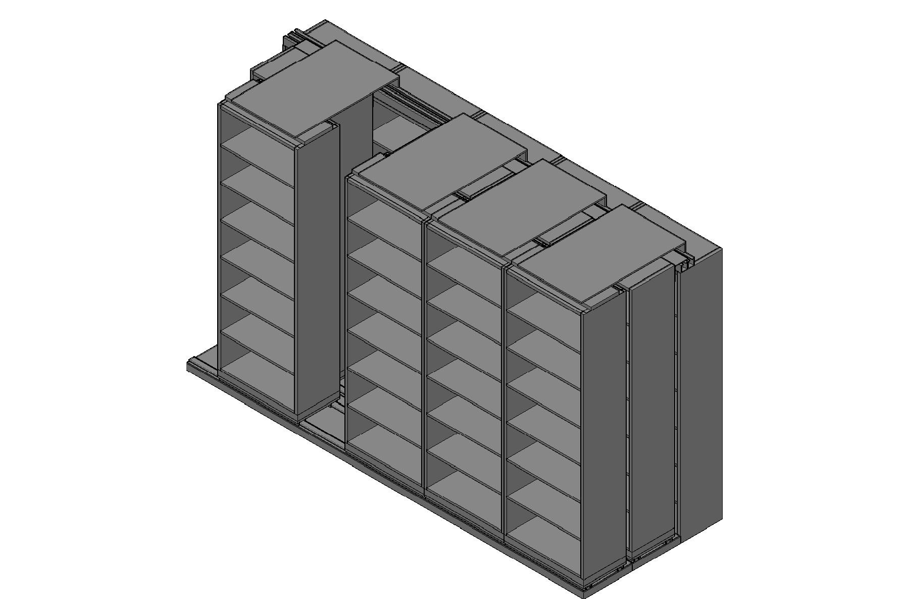 Box Size Sliding Shelves - 3 Rows Deep - 7 Levels - (30" x 16" Shelves) - 154" Total Width