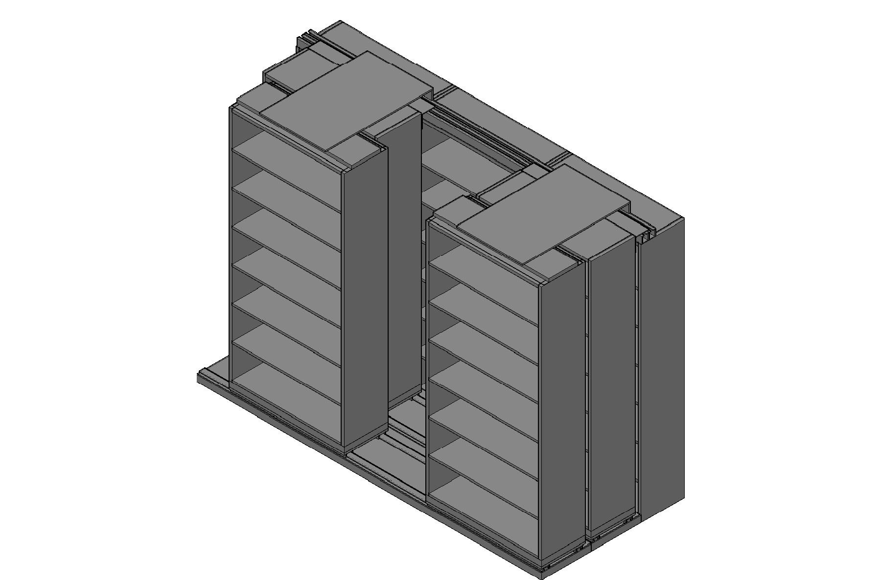 Box Size Sliding Shelves - 3 Rows Deep - 7 Levels - (42" x 16" Shelves) - 130" Total Width