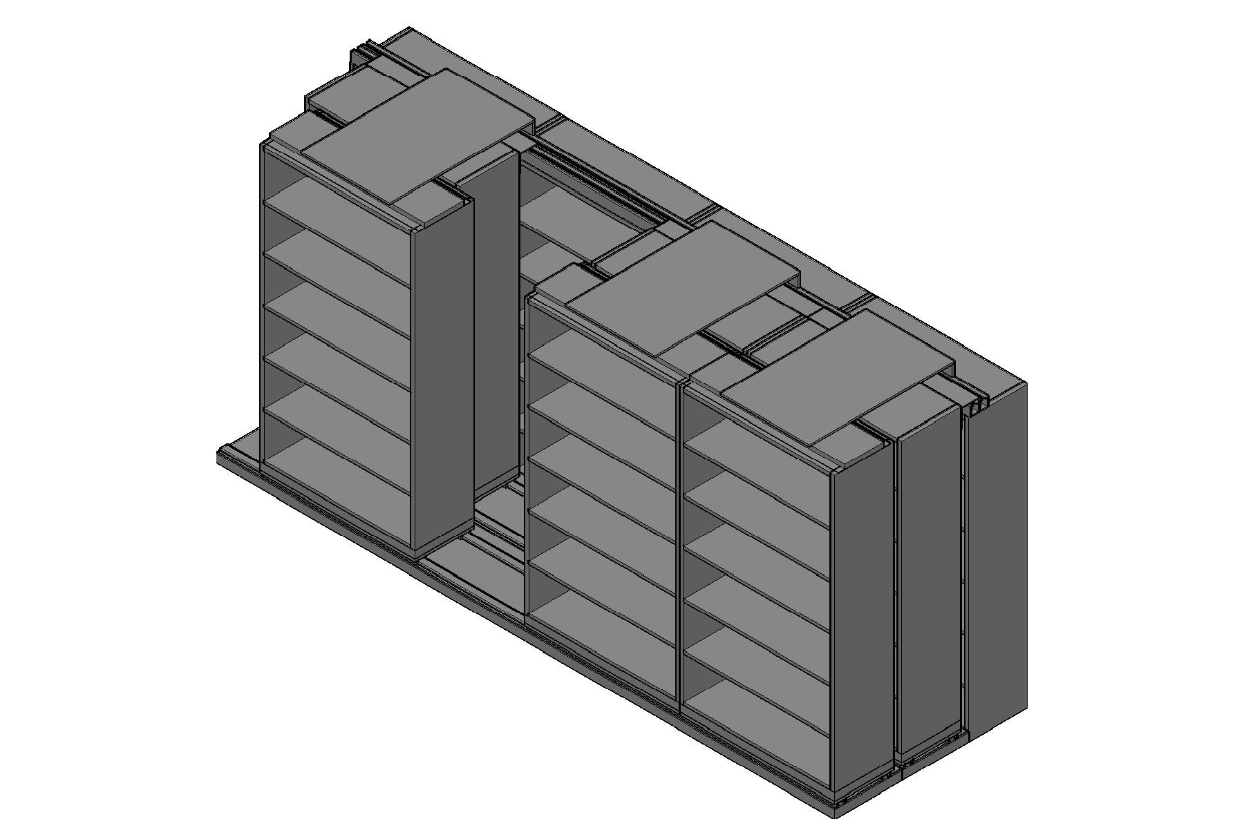 Box Size Sliding Shelves - 3 Rows Deep - 6 Levels - (42" x 16" Shelves) - 172" Total Width
