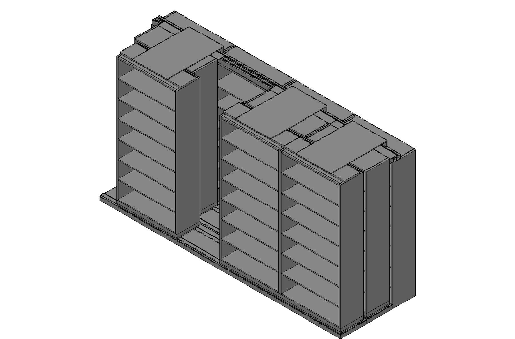 Box Size Sliding Shelves - 3 Rows Deep - 7 Levels - (42" x 16" Shelves) - 172" Total Width
