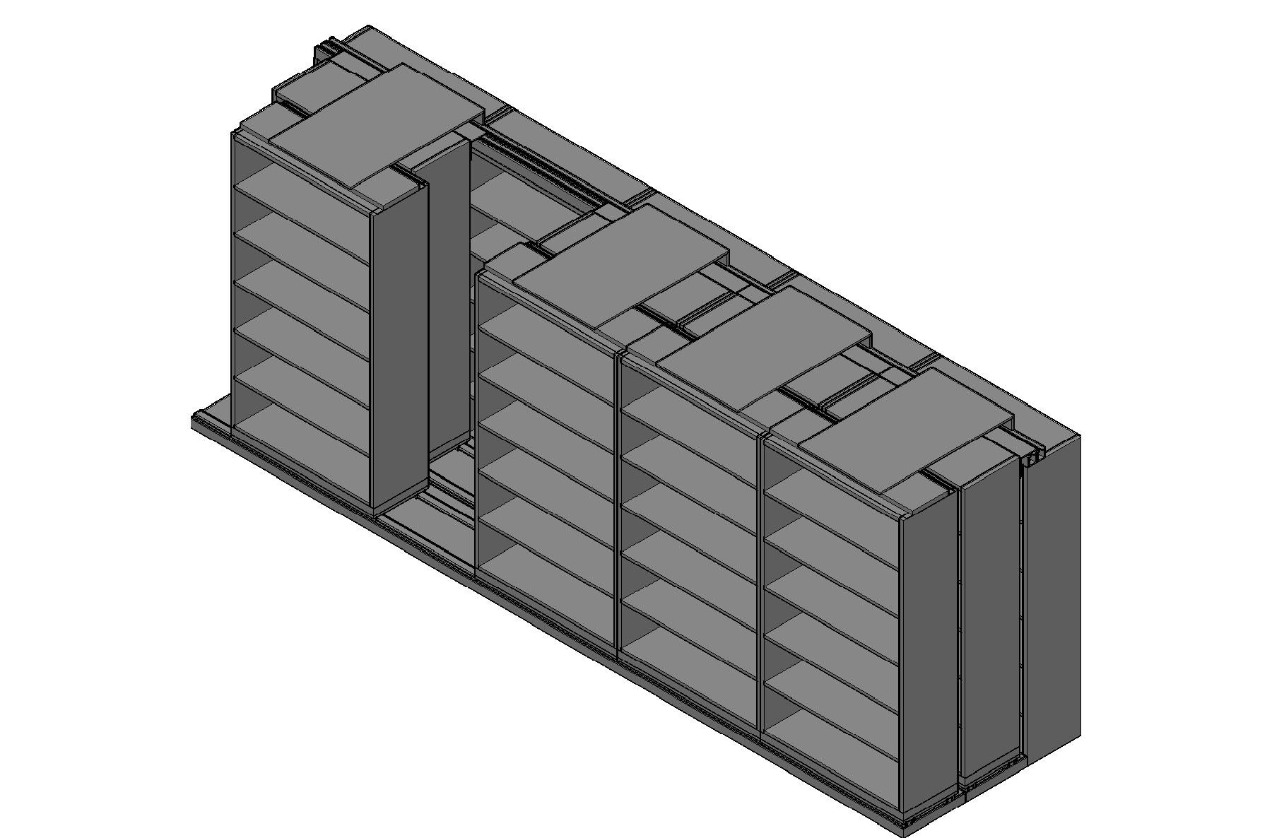 Box Size Sliding Shelves - 3 Rows Deep - 6 Levels - (42" x 16" Shelves) - 214" Total Width