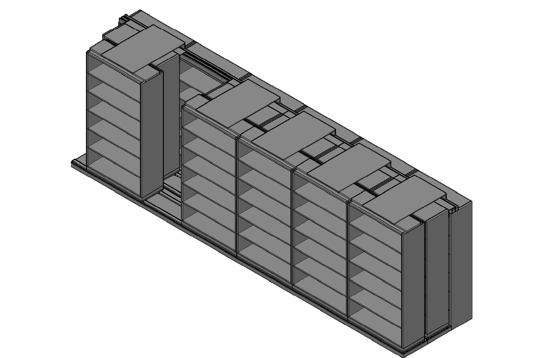 Box Size Sliding Shelves - 3 Rows Deep - 6 Levels - (42" x 16" Shelves) - 256" Total Width