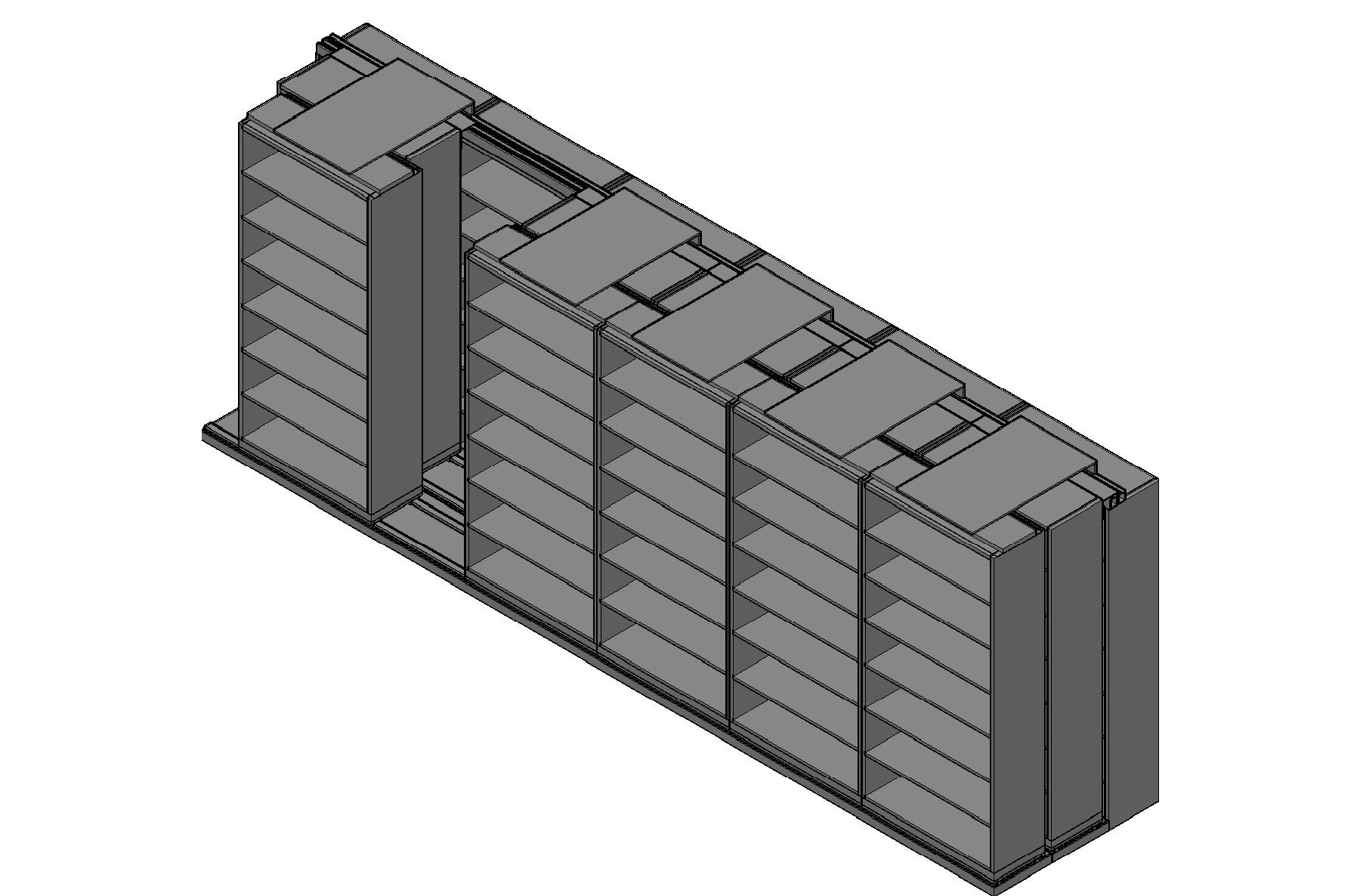 Box Size Sliding Shelves - 3 Rows Deep - 7 Levels - (42" x 16" Shelves) - 256" Total Width