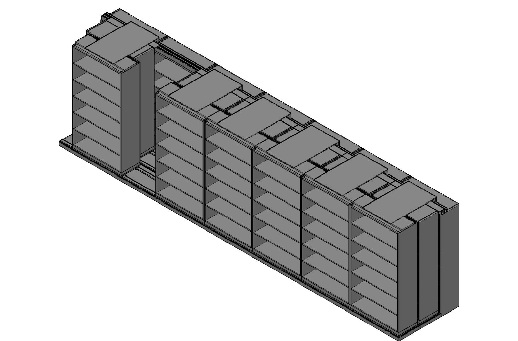 Box Size Sliding Shelves - 3 Rows Deep - 6 Levels - (42" x 16" Shelves) - 298" Total Width