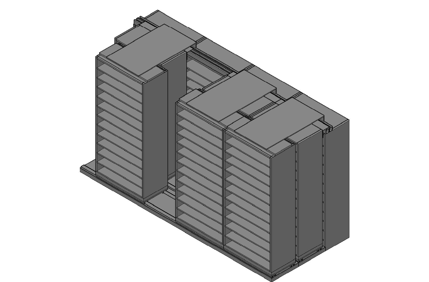 Bin Size Sliding Shelves - 3 Rows Deep - 12 Levels - (36" x 18" Shelves) - 148" Total Width
