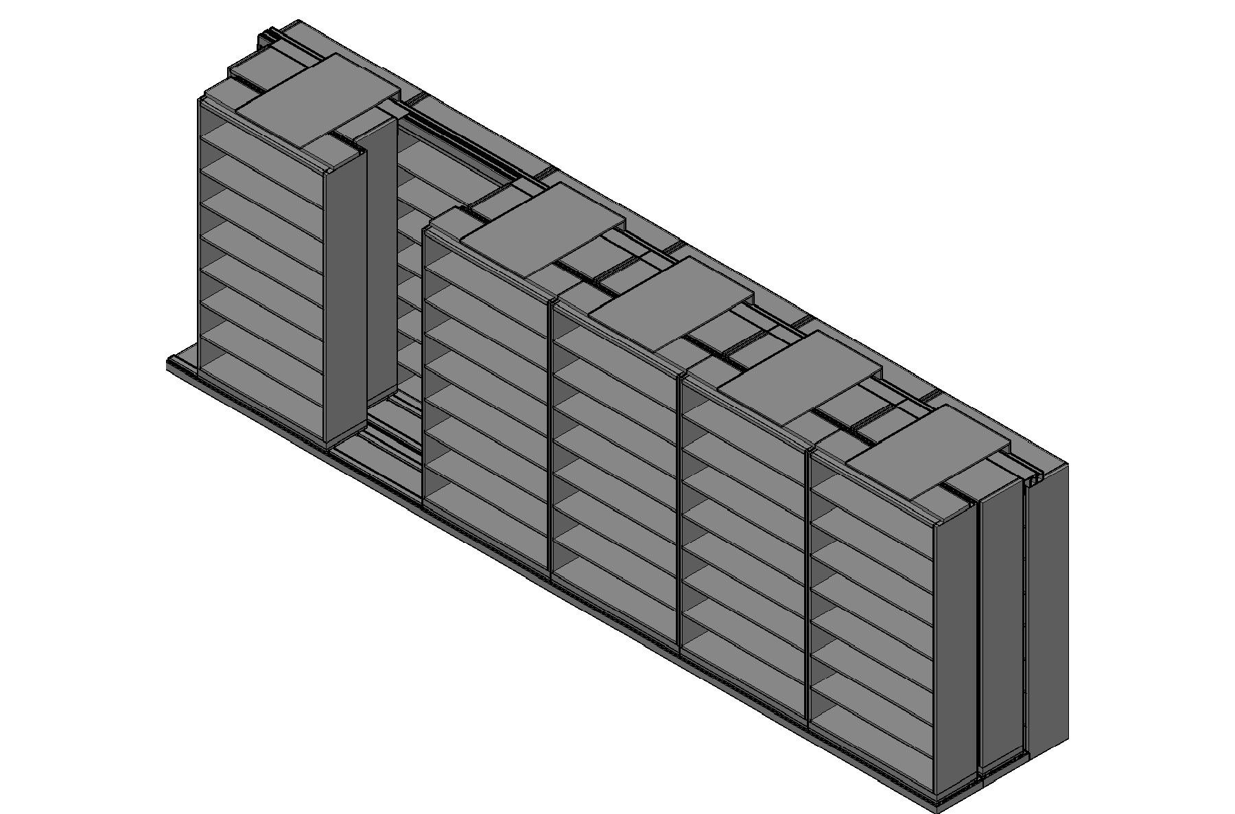 Legal Size Sliding Shelves - 3 Rows Deep - 8 Levels - (48" x 15" Shelves) - 292" Total Width
