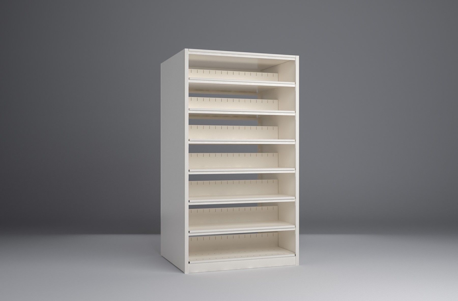 Legal-7 Tier-Double Sided 4 Post Shelving