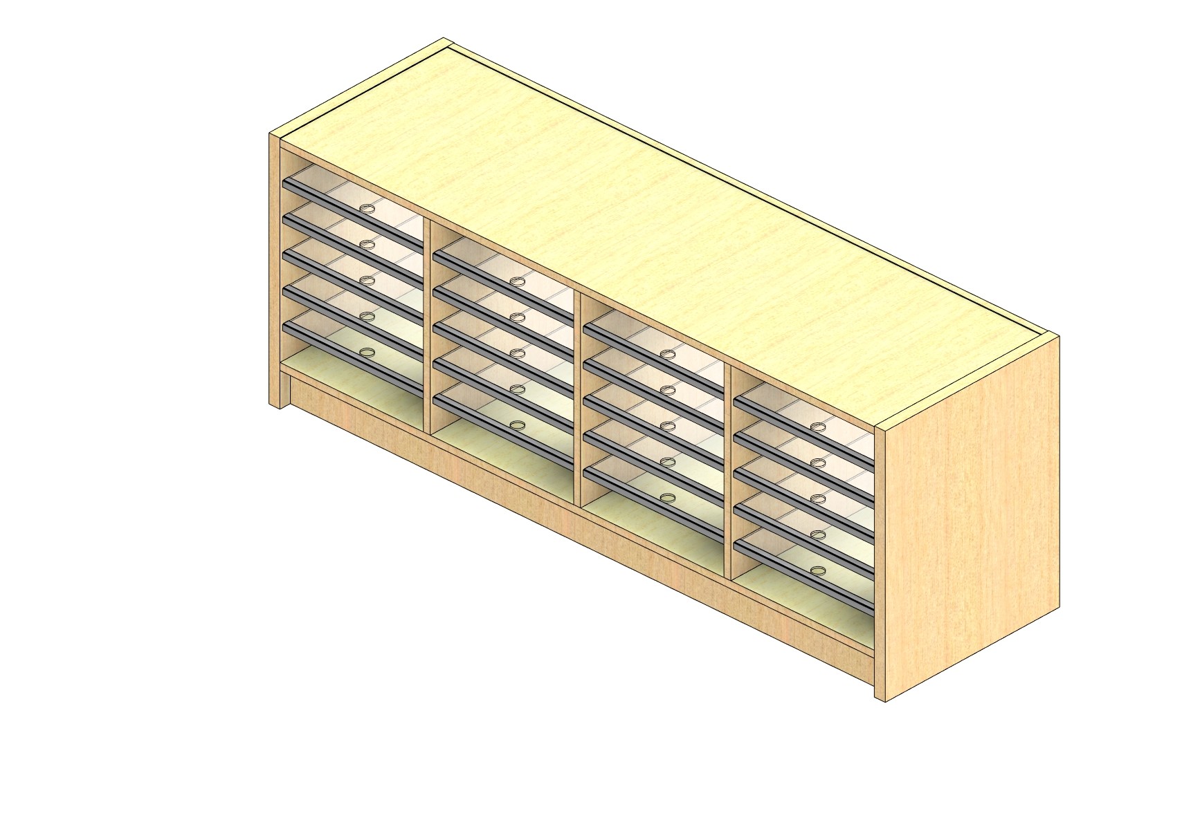 Oversize Sized Open Back Sort Module - 4 Columns - 18" Sorting Height w/ 3" Riser
